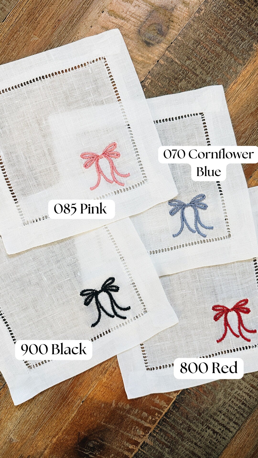 Simple Bow Linen Cocktail Napkins