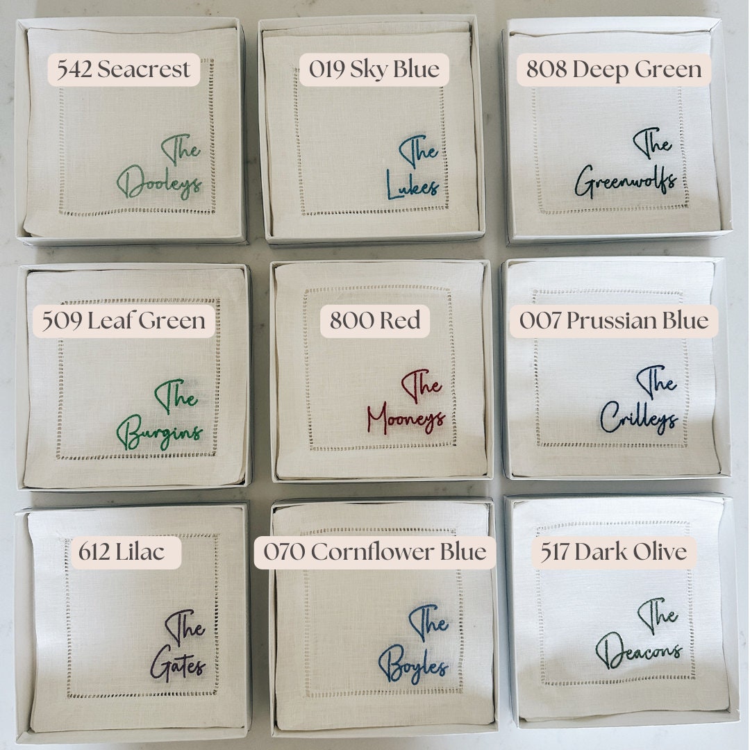 Simple Last Name Linen Cocktail Napkins