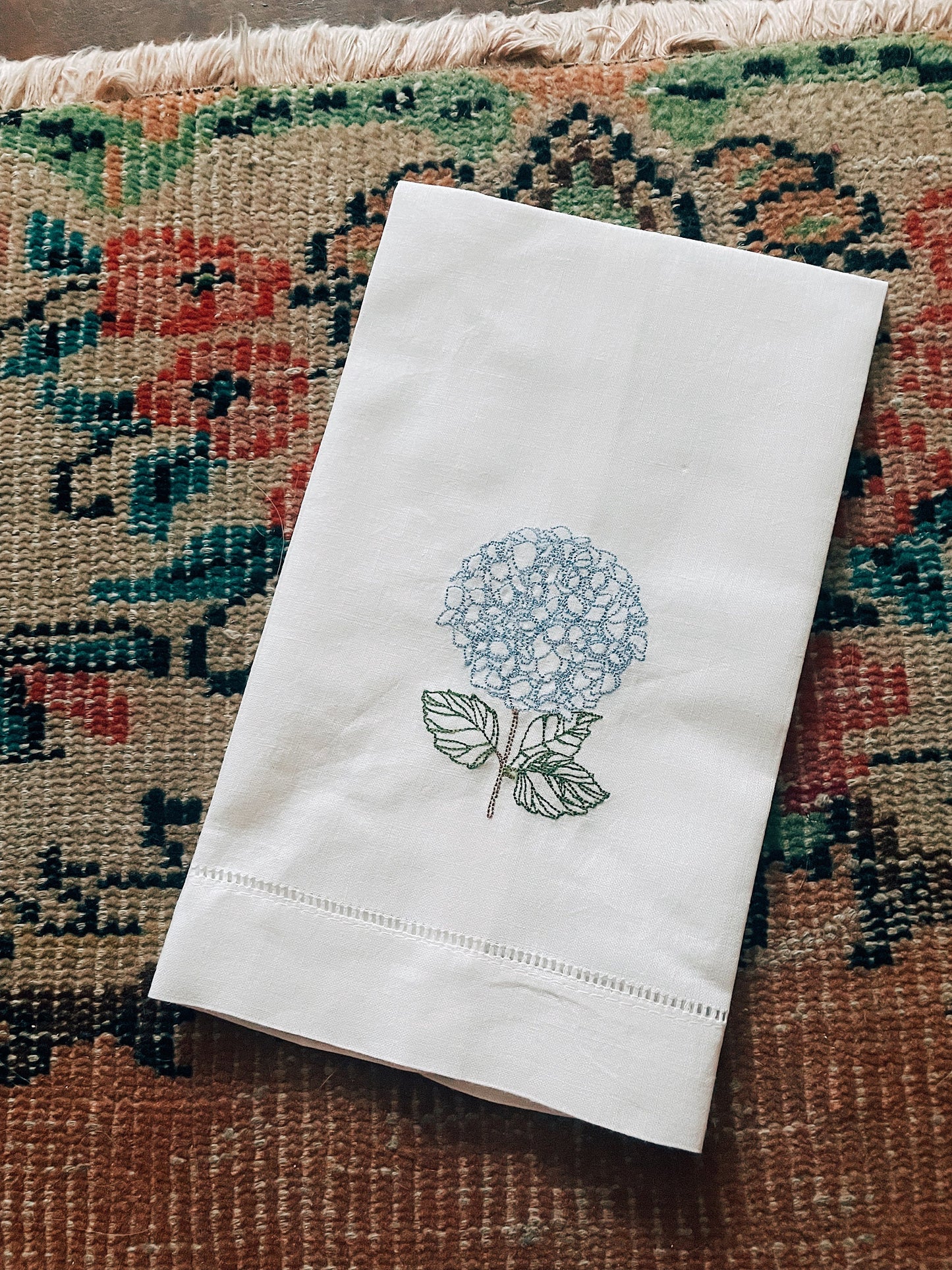 Hydrangea Linen Tea Towel