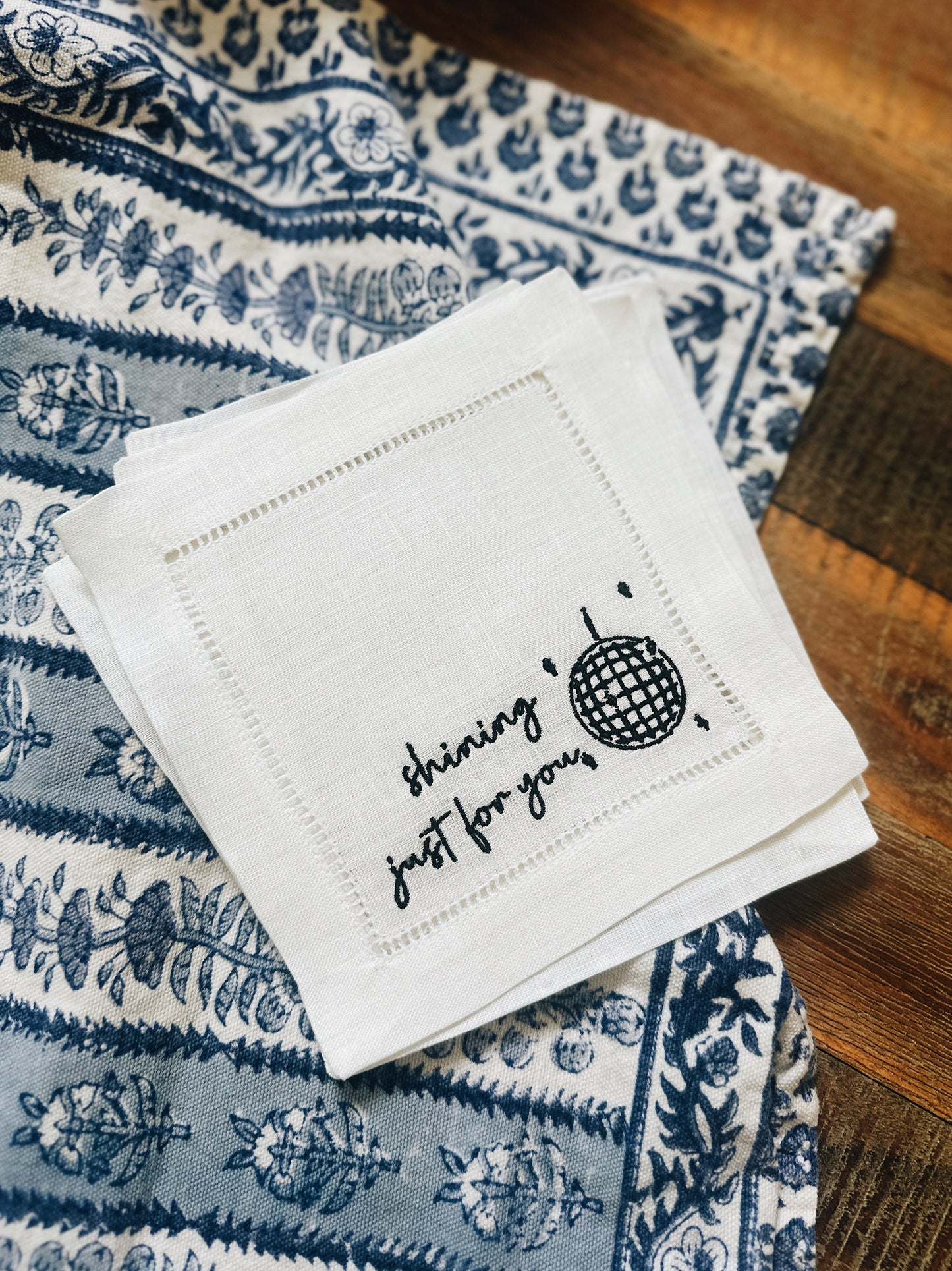 Mirrorball Linen Cocktail Napkins