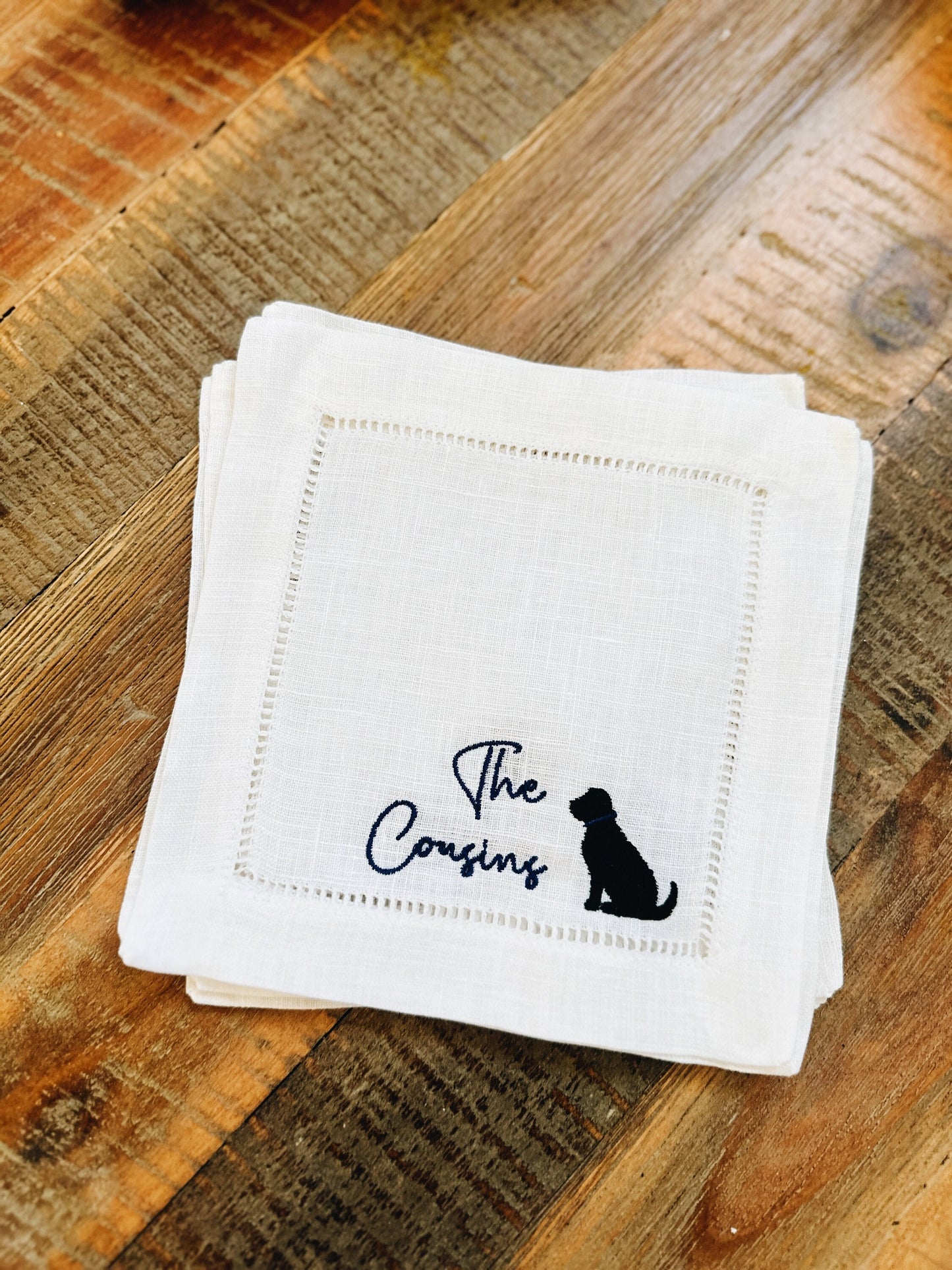 Simple Last Name With Lab Linen Cocktail Napkins