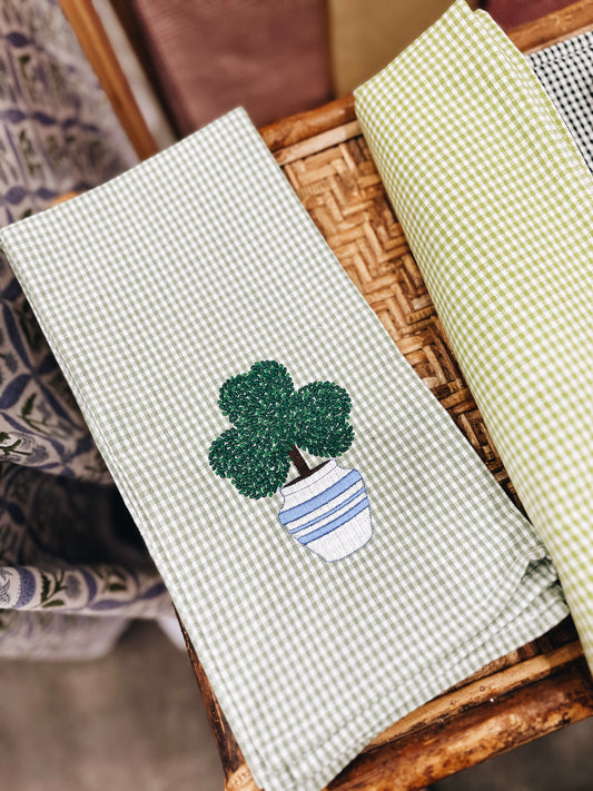 Clover Topiary Gingham Tea Towel