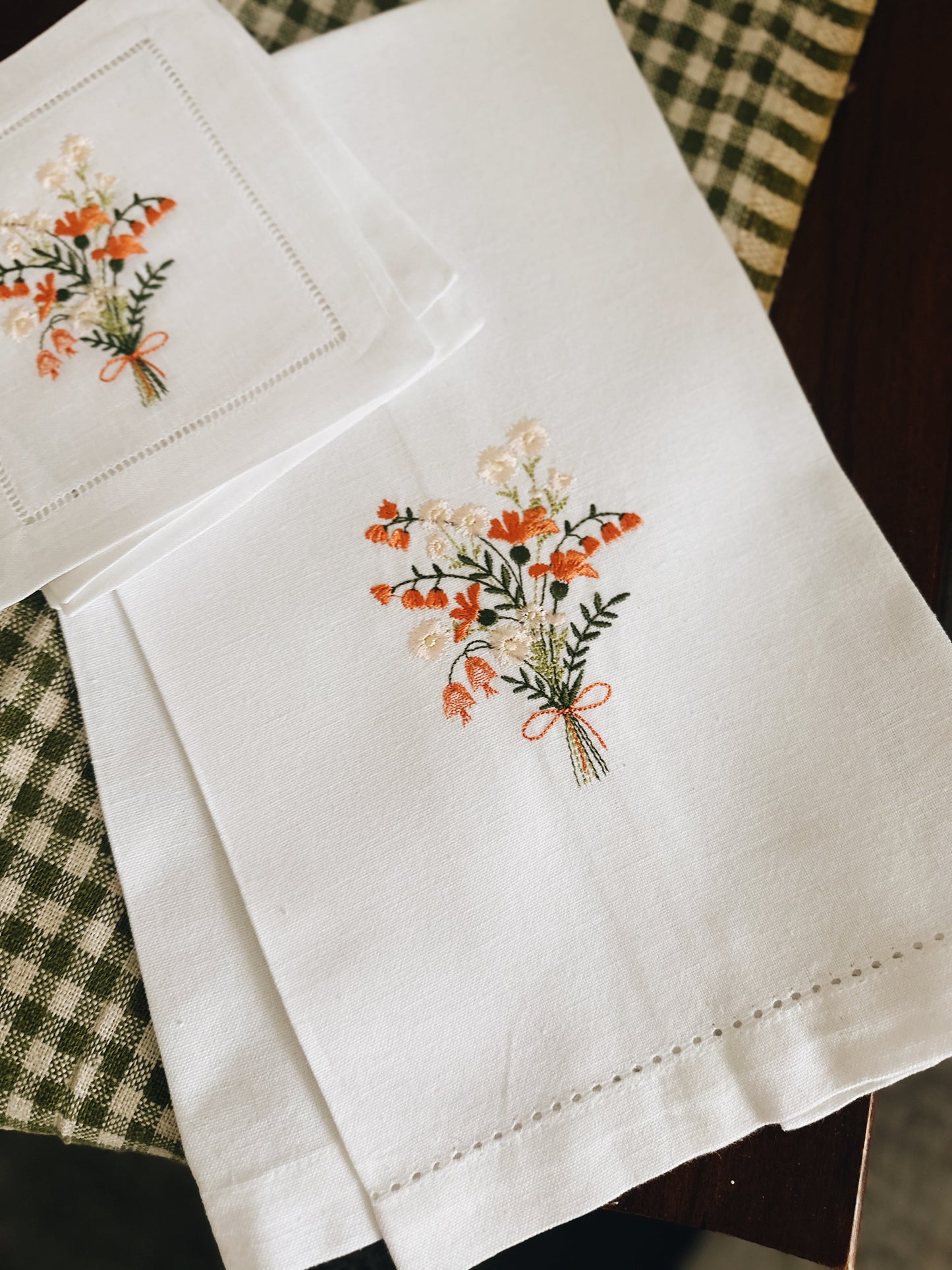 Orange Wildflowers Tea Towel