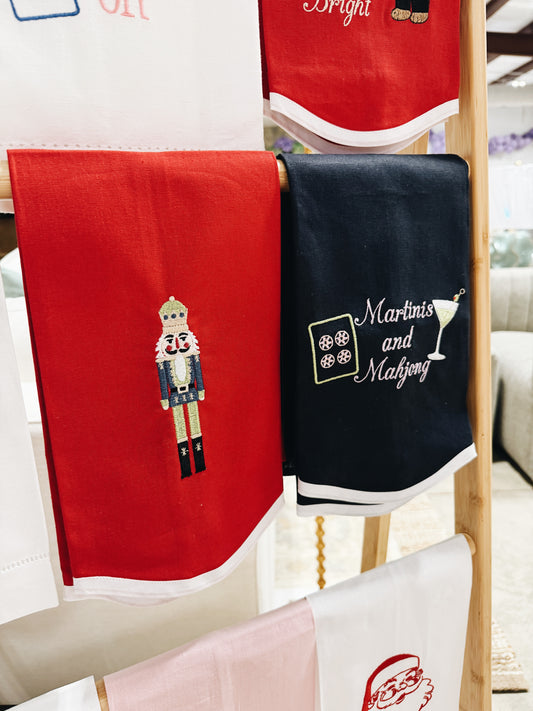 Nutcracker Red Linen Towel