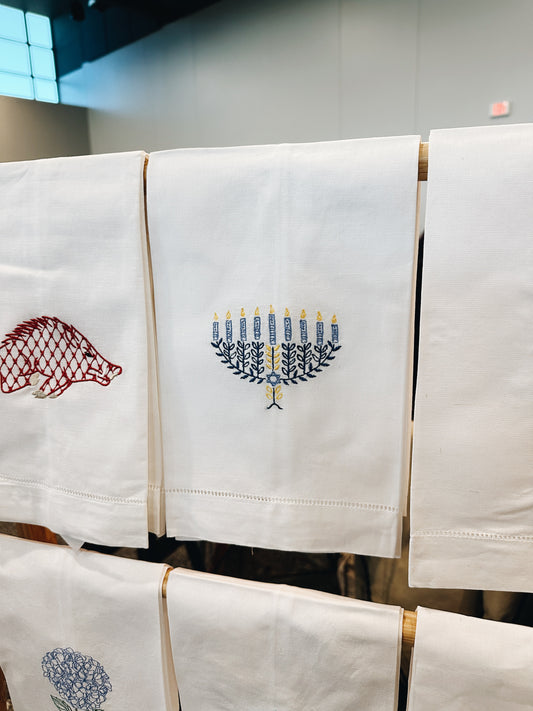 Menorah Linen Tea Towel