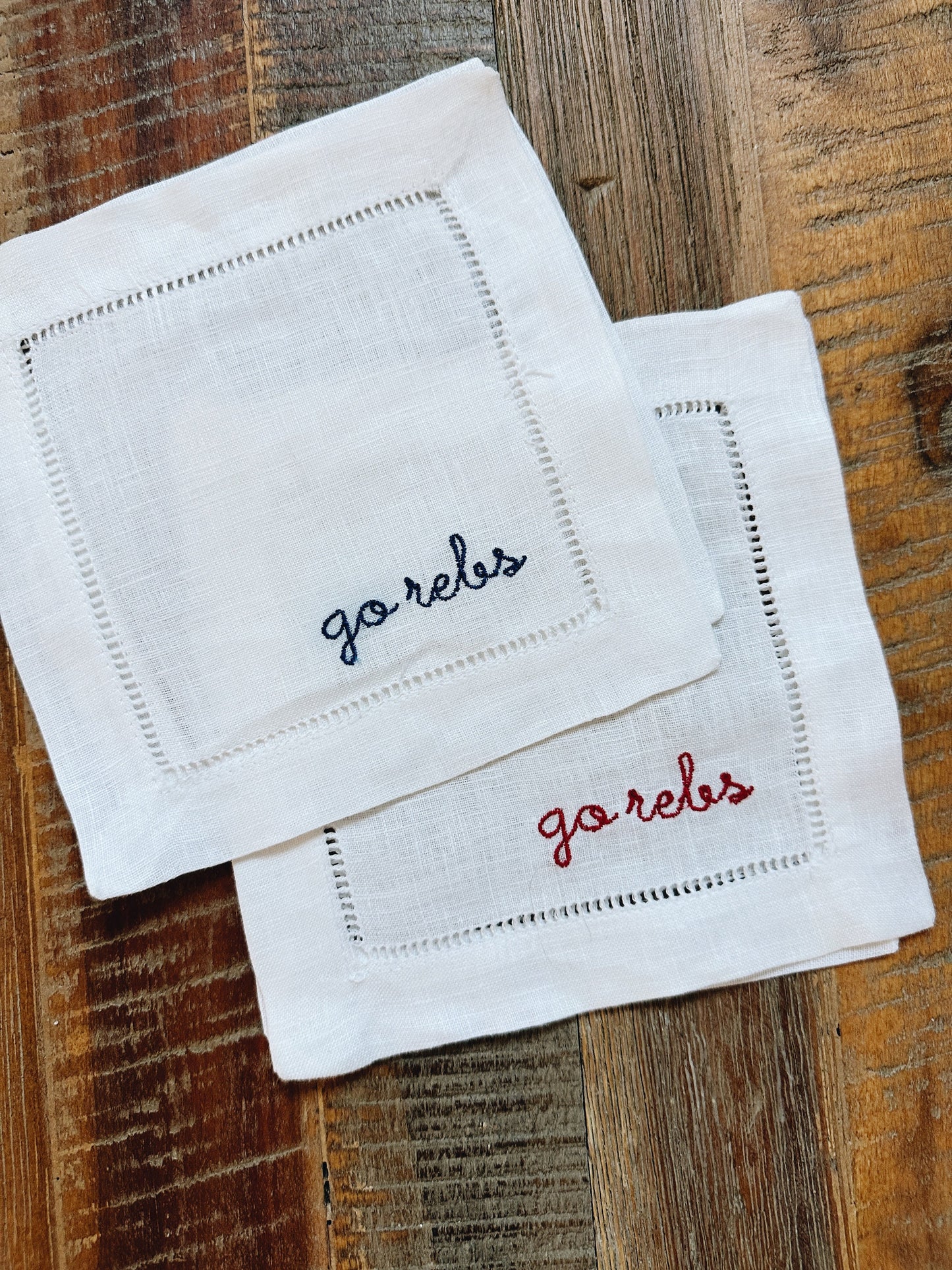 Go Rebs Ole Miss Linen Cocktail Napkins