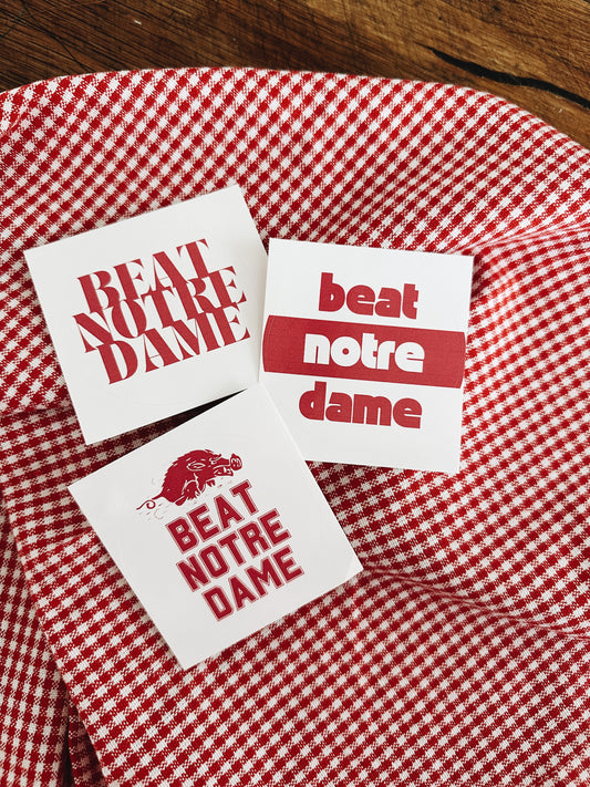Beat Notre Dame - Arkansas Stickers