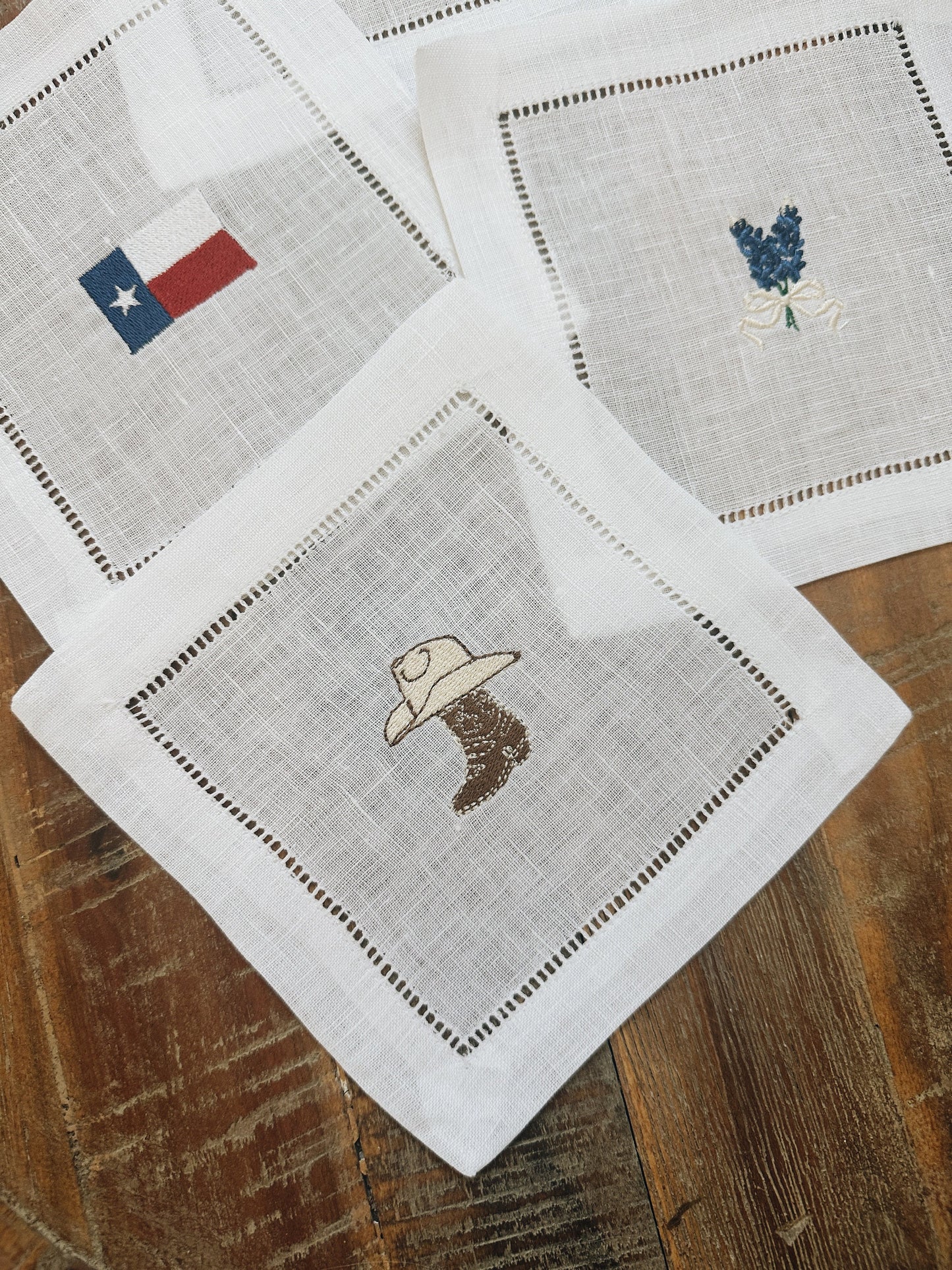 God Bless Texas Linen Cocktail Napkins