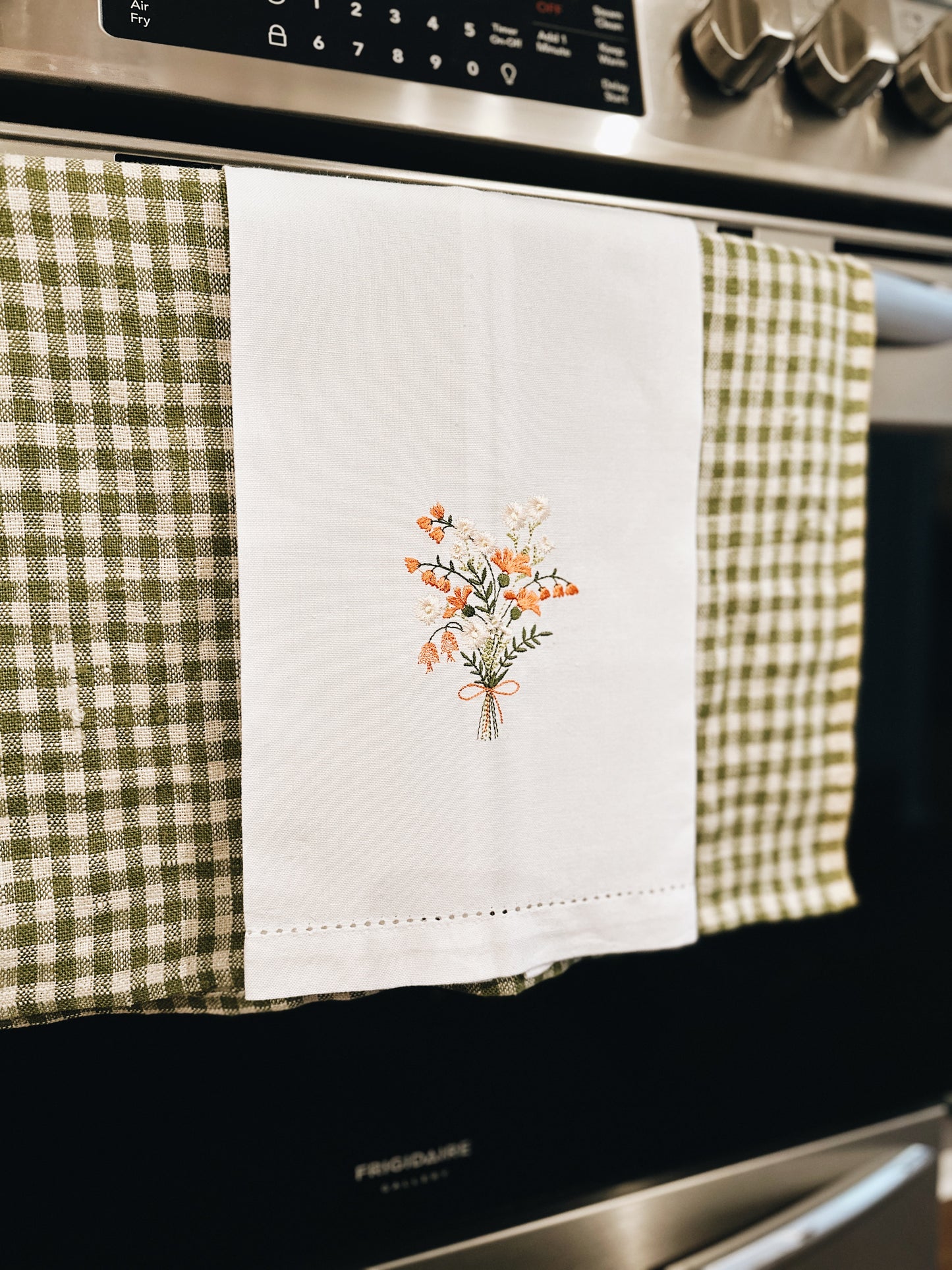 Orange Wildflowers Tea Towel