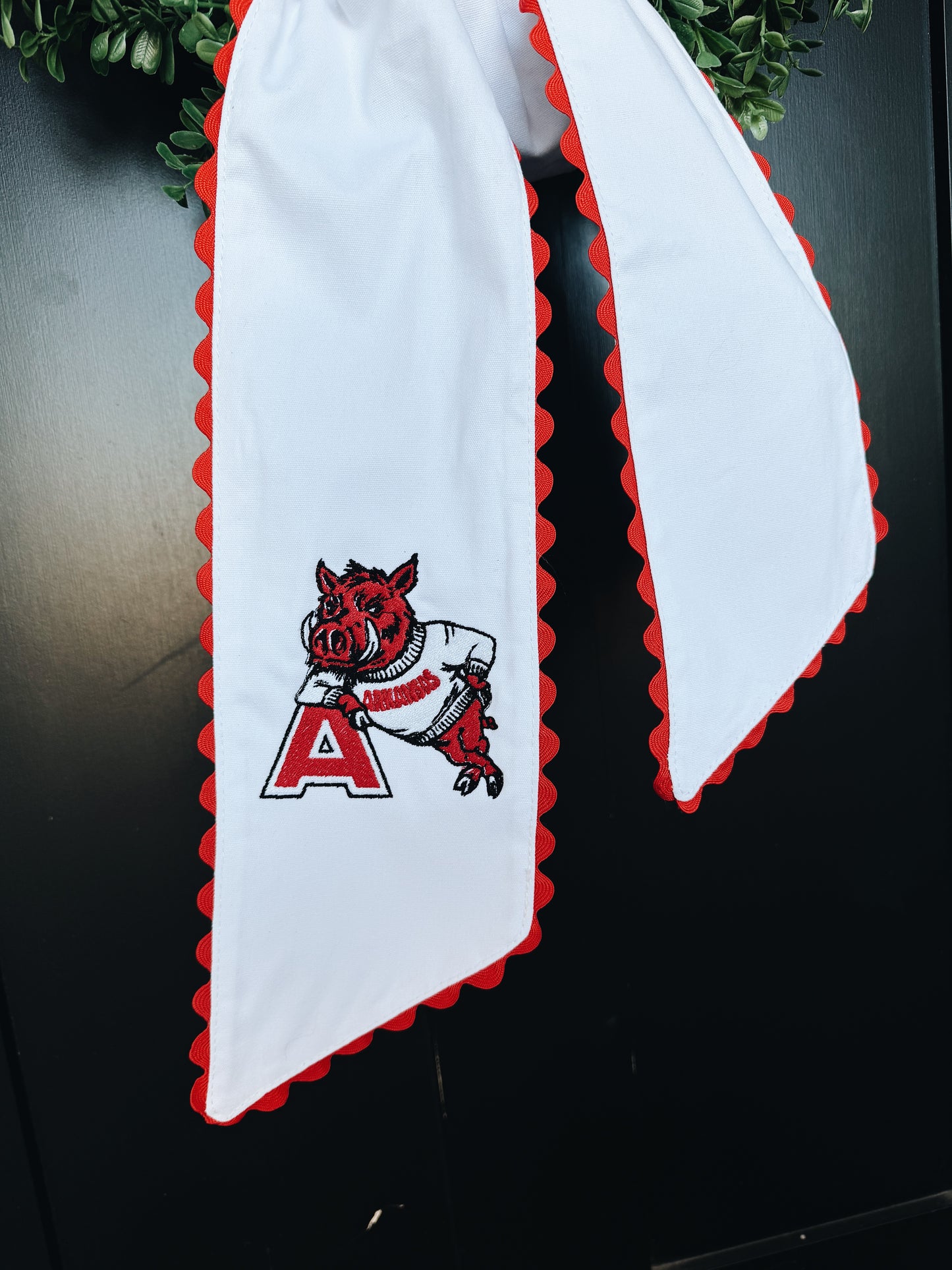 PREORDER: Leaning A Red Ric Rac Wreath Sash