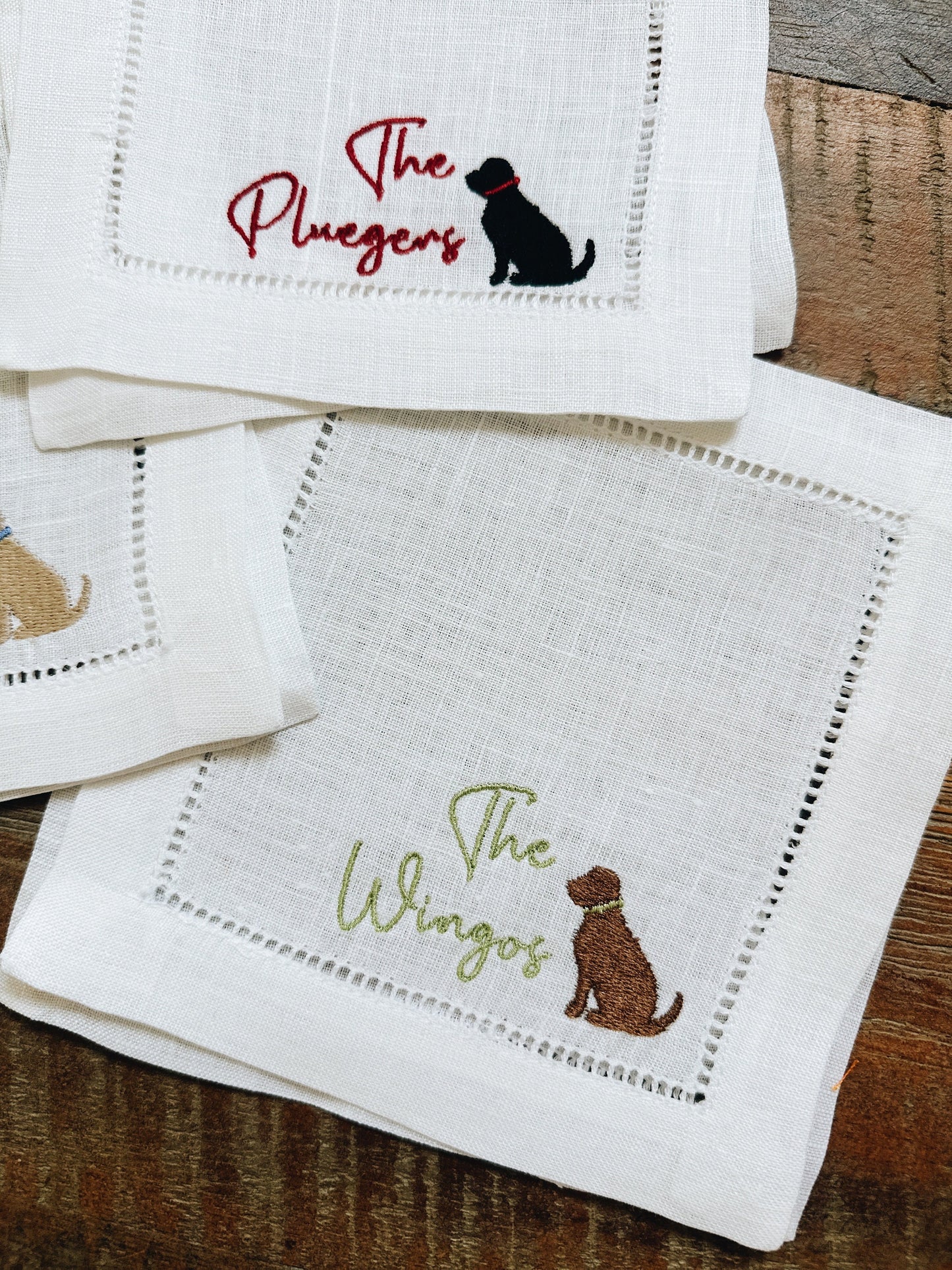 Simple Last Name With Lab Linen Cocktail Napkins