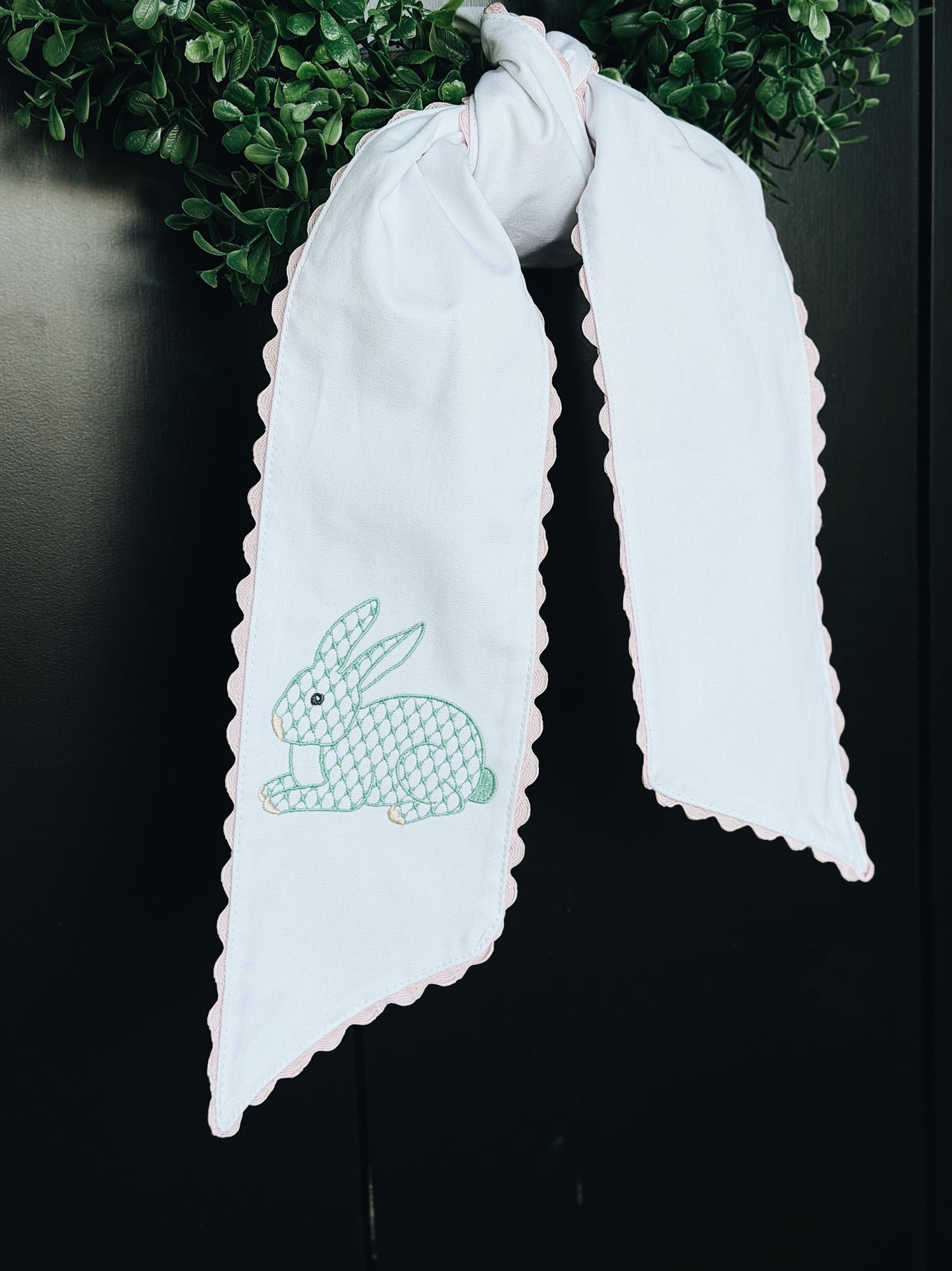 Chic Easter Bunny Pink Rac Rac Wreath Sash