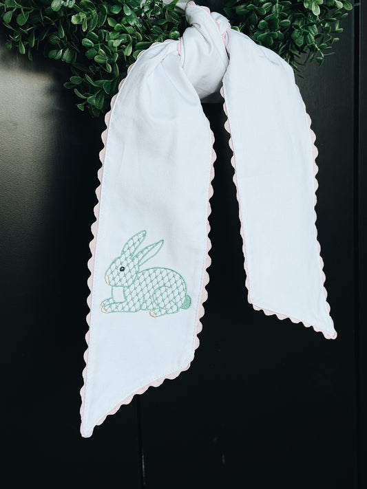 Chic Easter Bunny Pink Rac Rac Wreath Sash