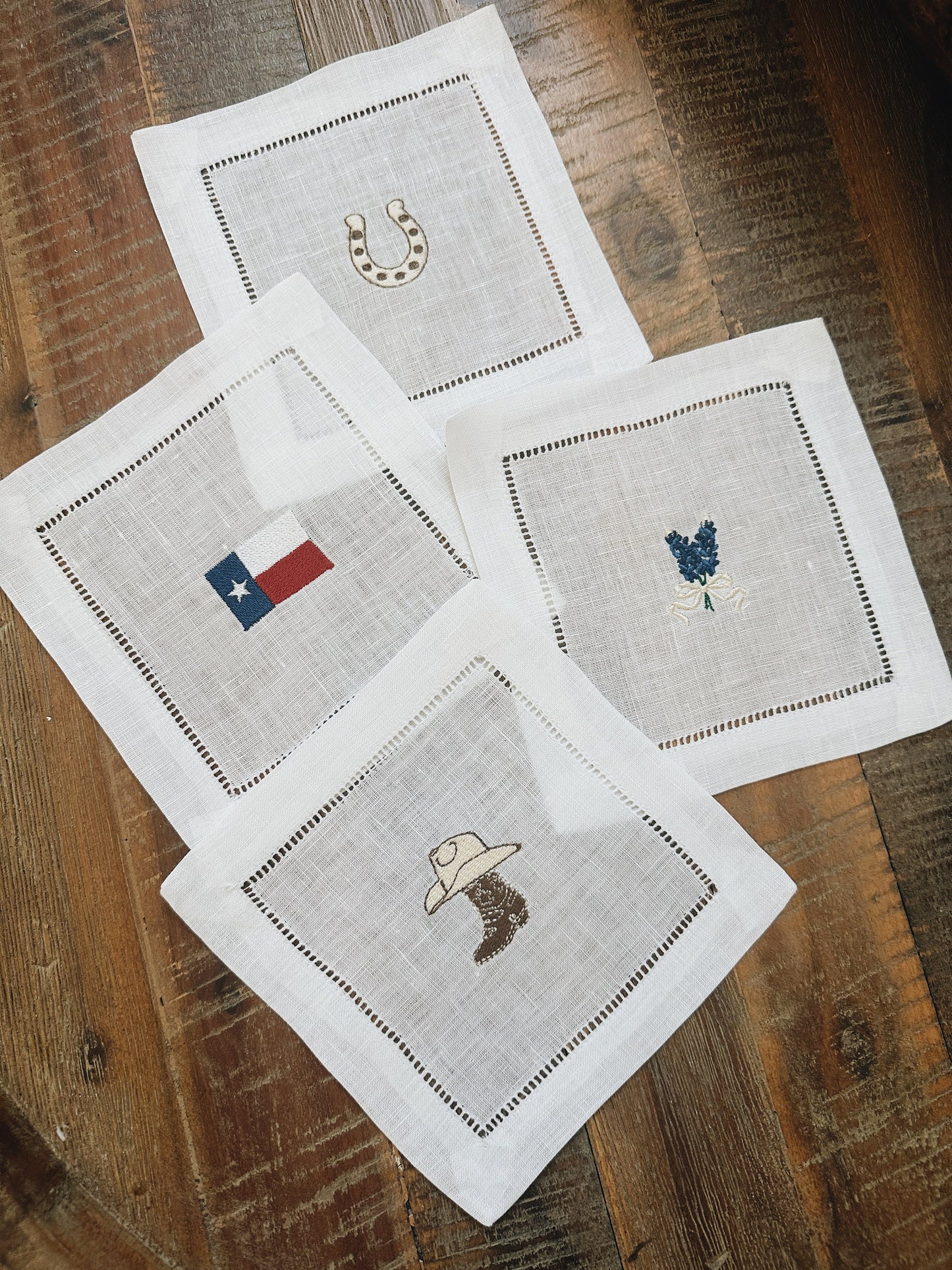 God Bless Texas Linen Cocktail Napkins
