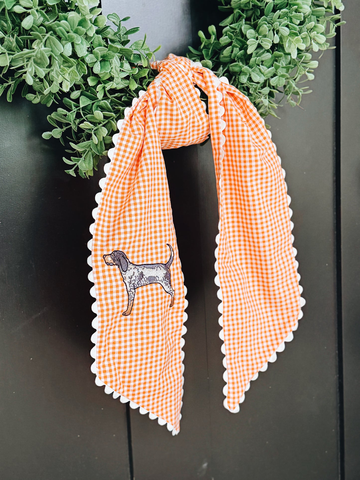 Smokey Tennessee Gingham Wreath Sash Ric Rac Trim