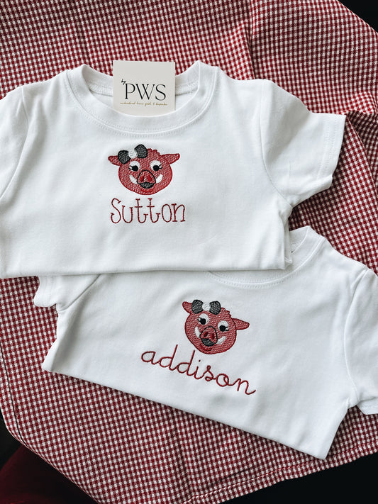 Little Pig With Bow Tee