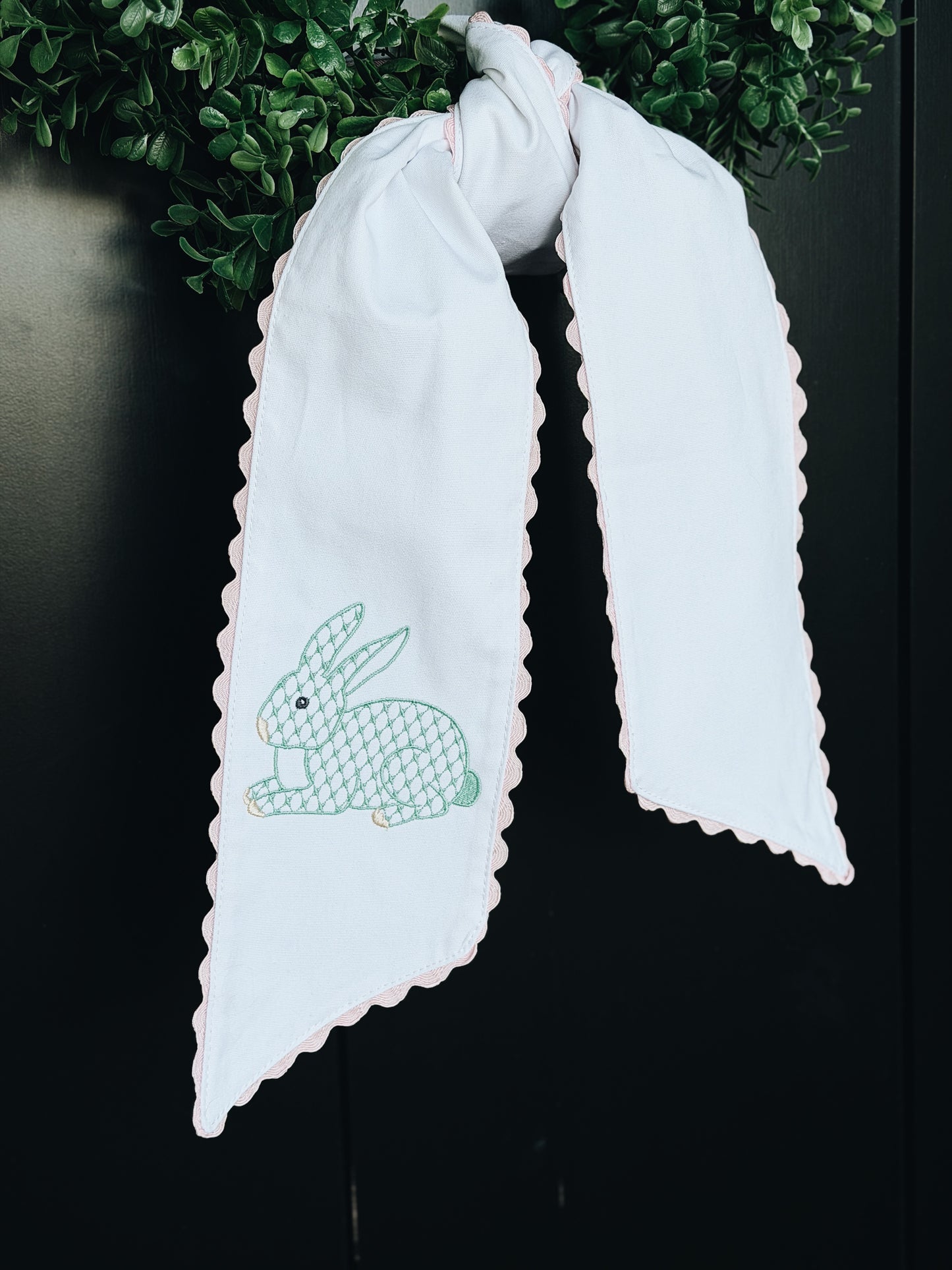 Chic Easter Bunny Pink Rac Rac Wreath Sash