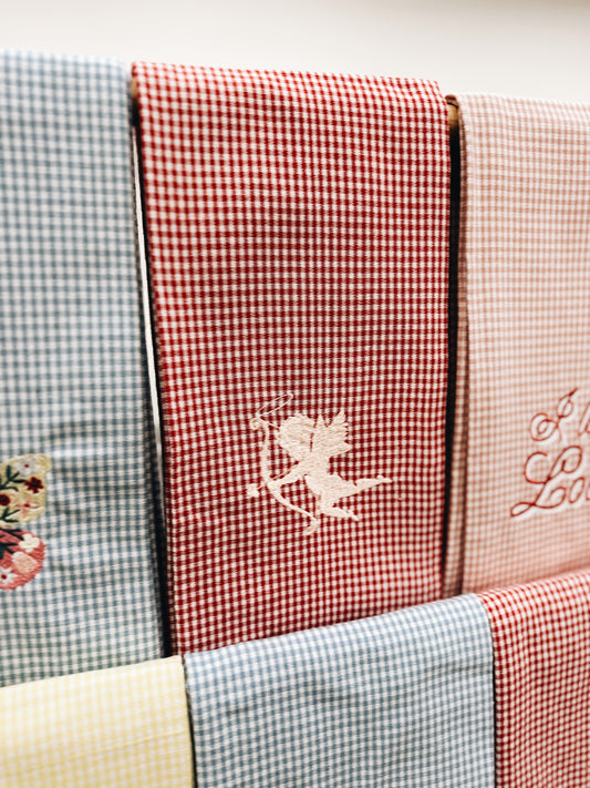Cupid Gingham Tea Towel