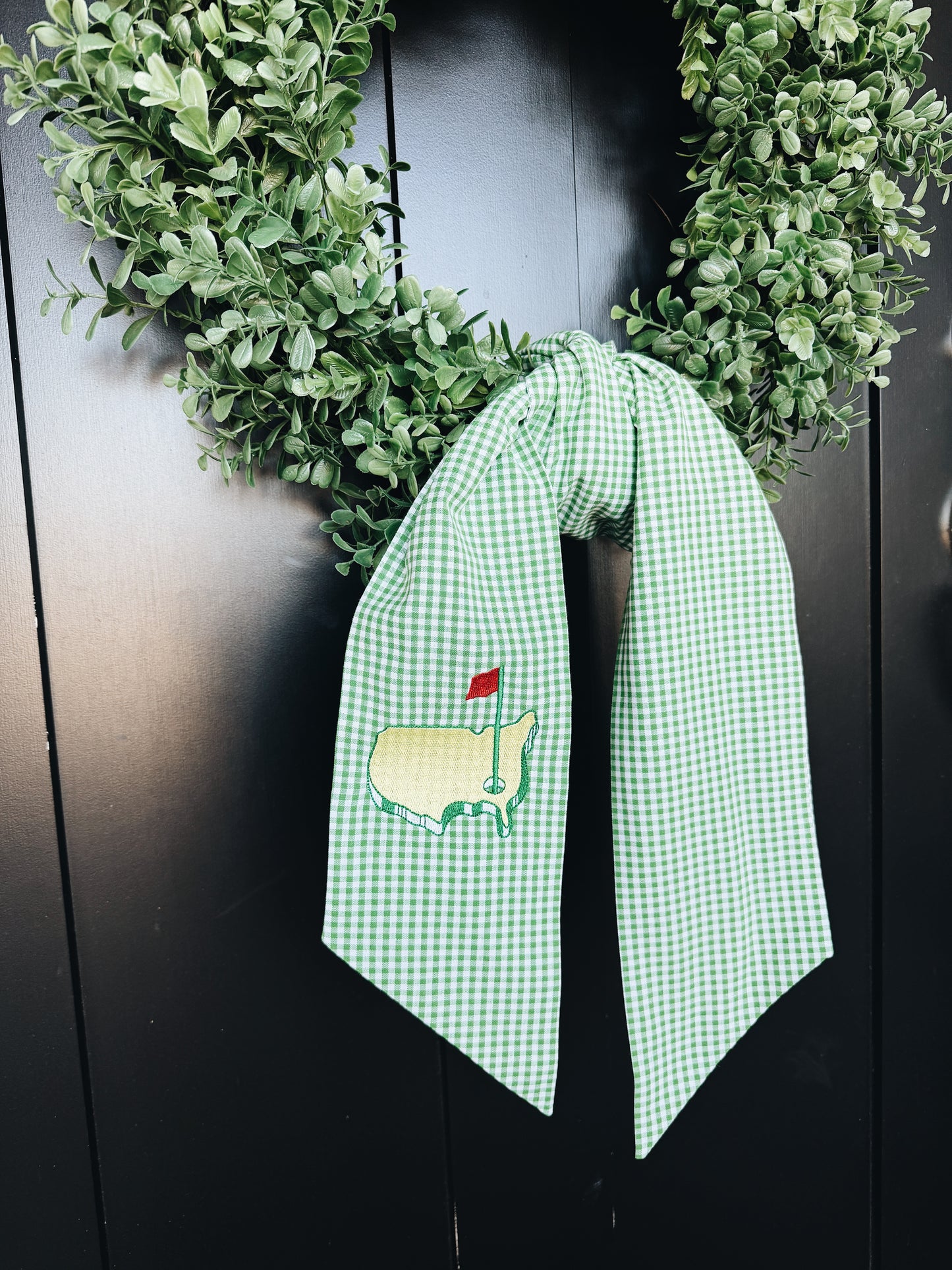 PREORDER: USA Golf Wreath Sash - Green Gingham