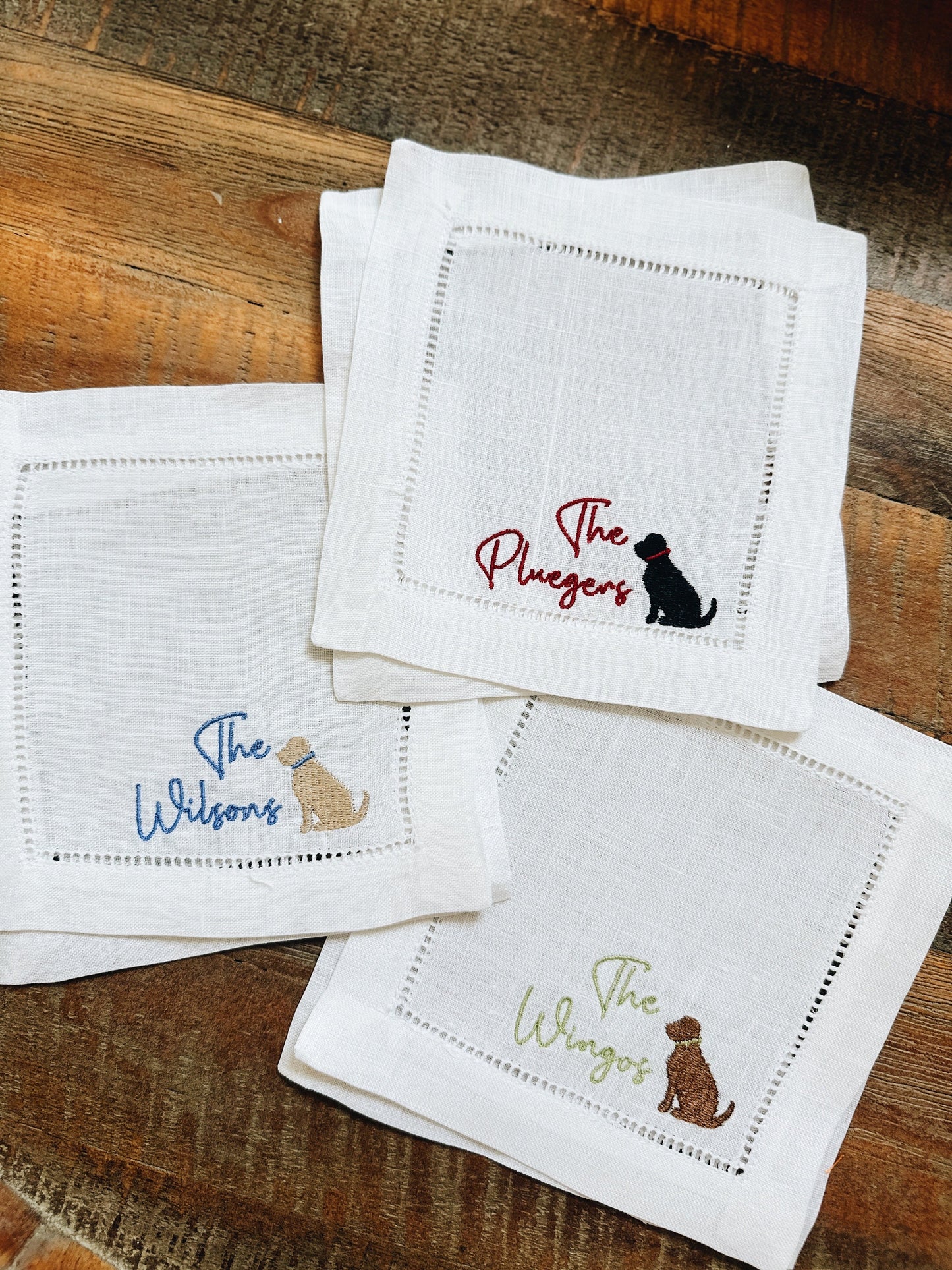 Simple Last Name With Lab Linen Cocktail Napkins