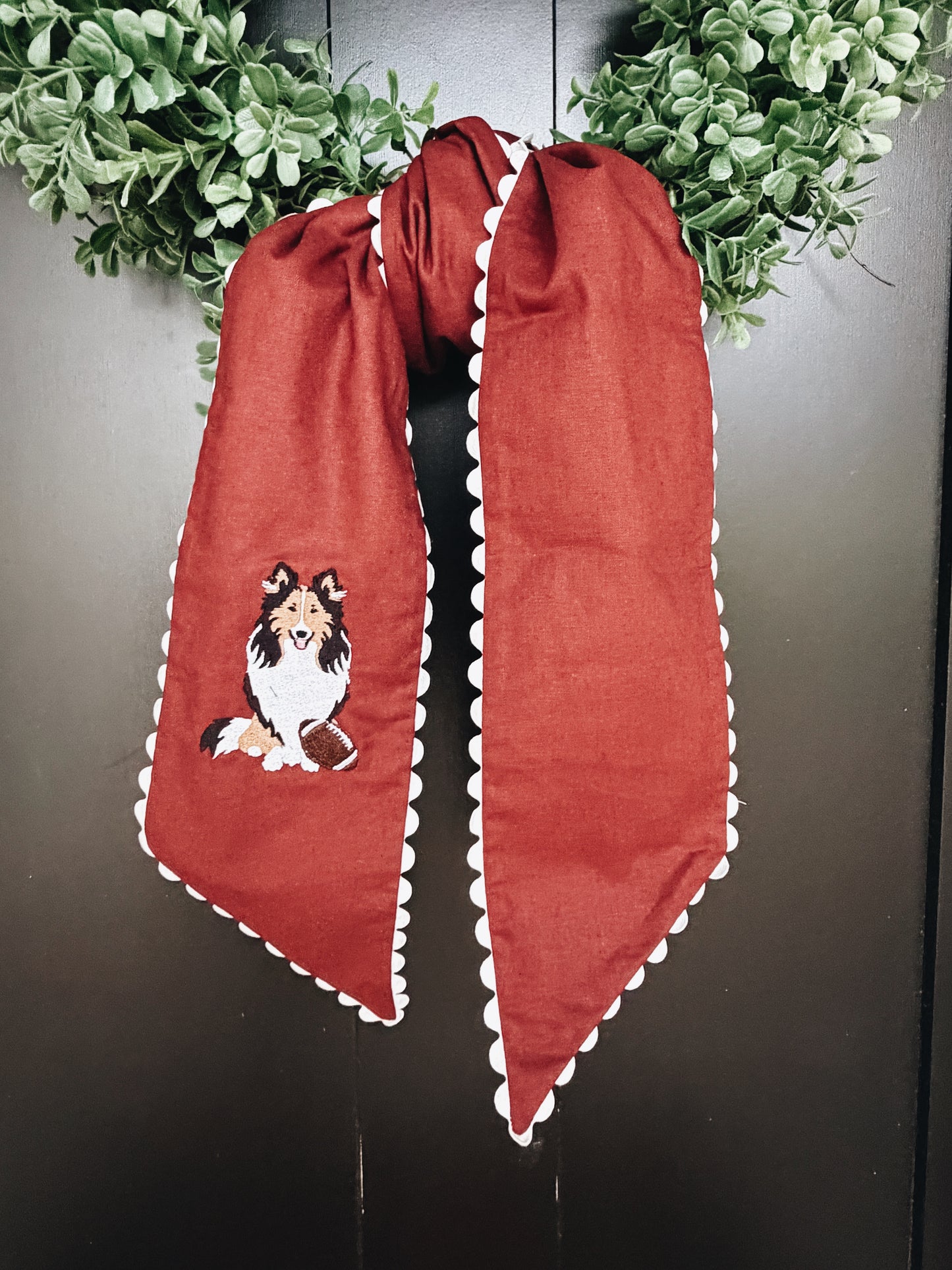 Reveille Texas A&M Wreath Sash with Ric Rac Trim