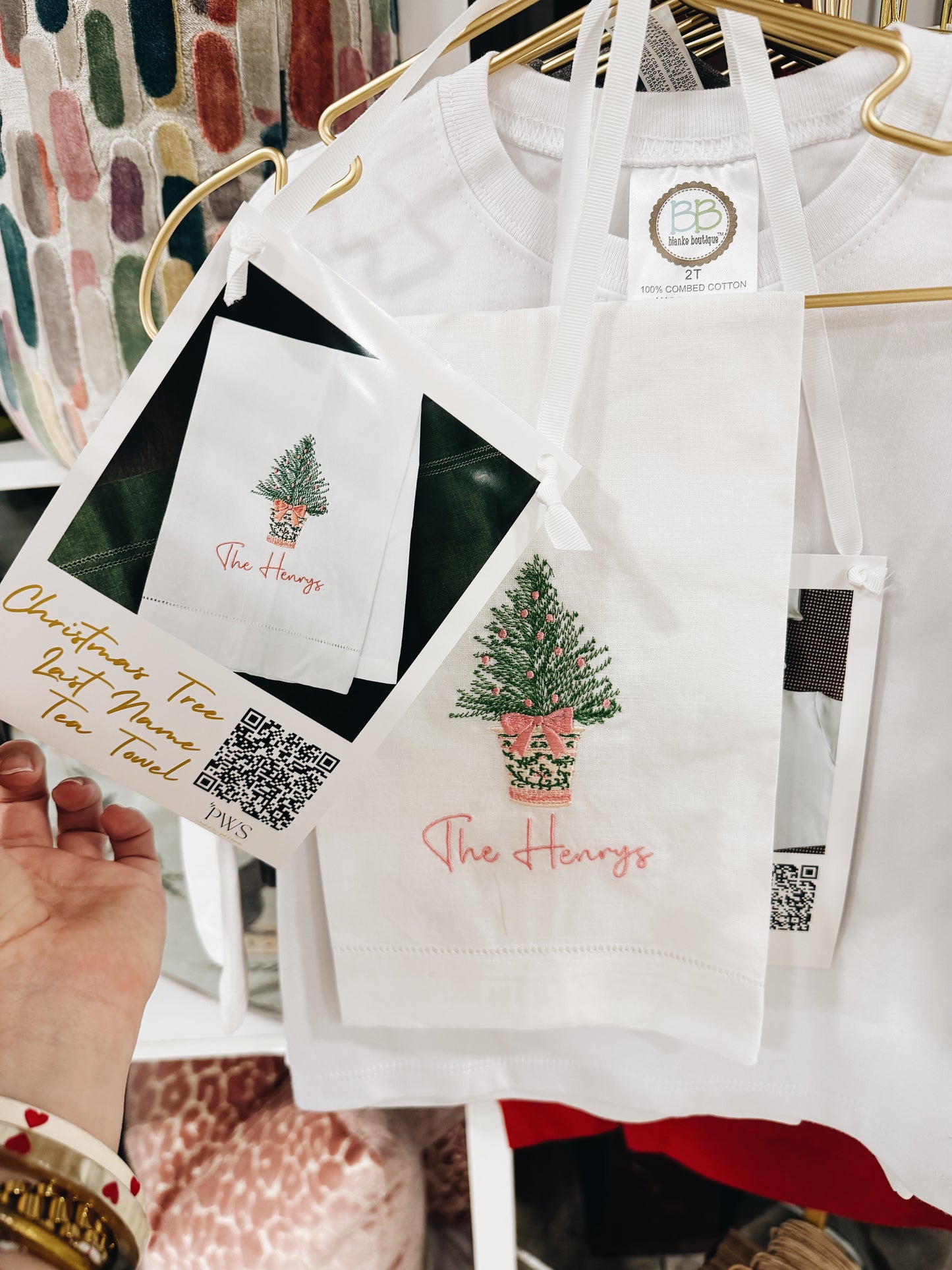 Christmas Tree in Planter Linen Tea Towel