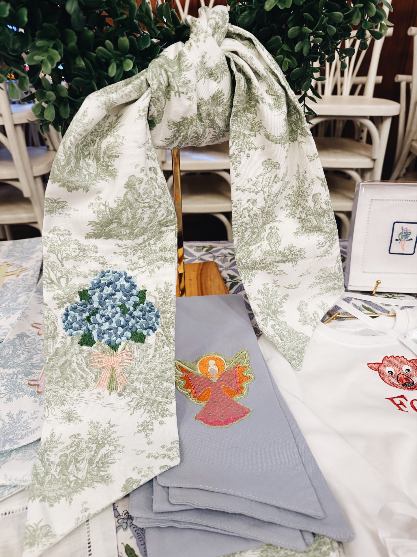 PREORDER: Hydrangea Toile Wreath Sash