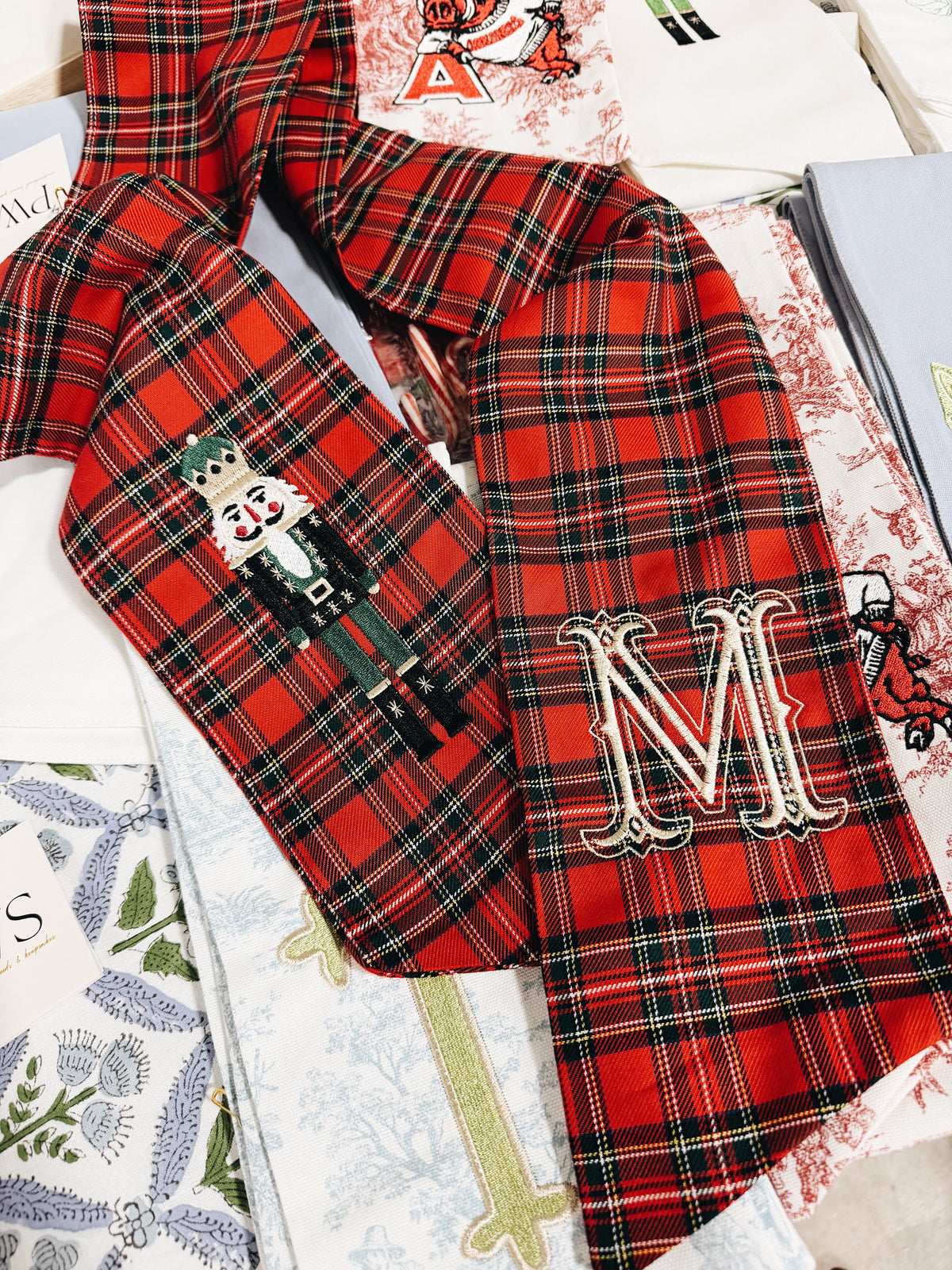 Nutcracker Wreath Sash - Red Tartan