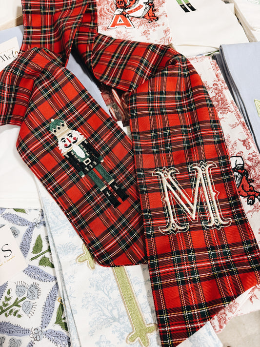 Nutcracker Wreath Sash - Red Tartan