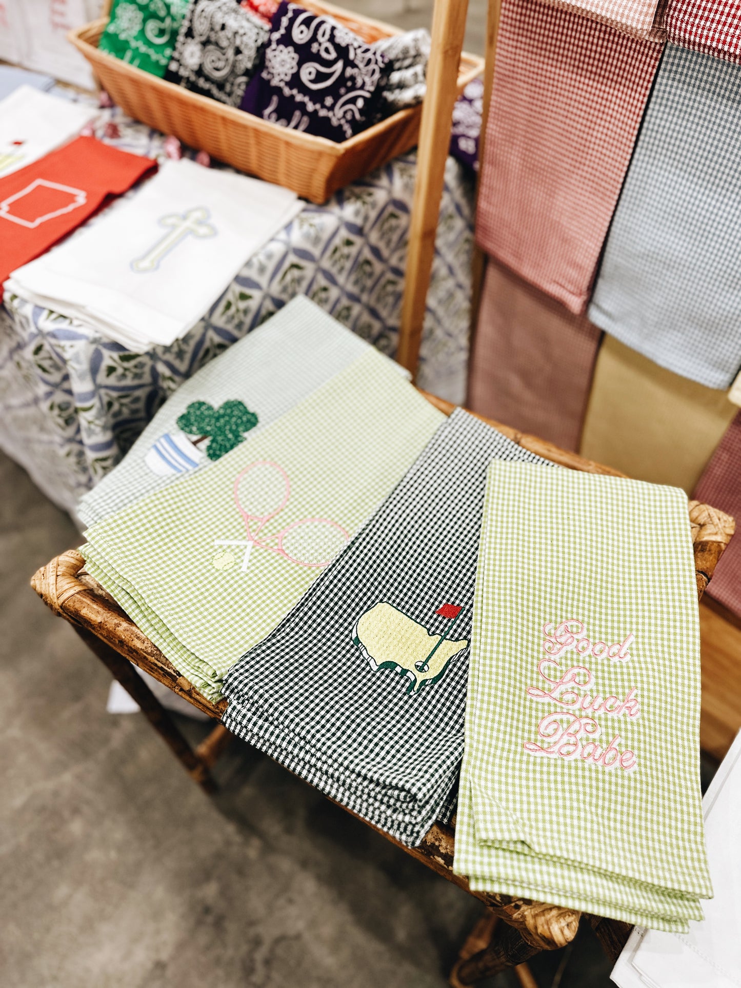 Good Luck Babe Gingham Tea Towel