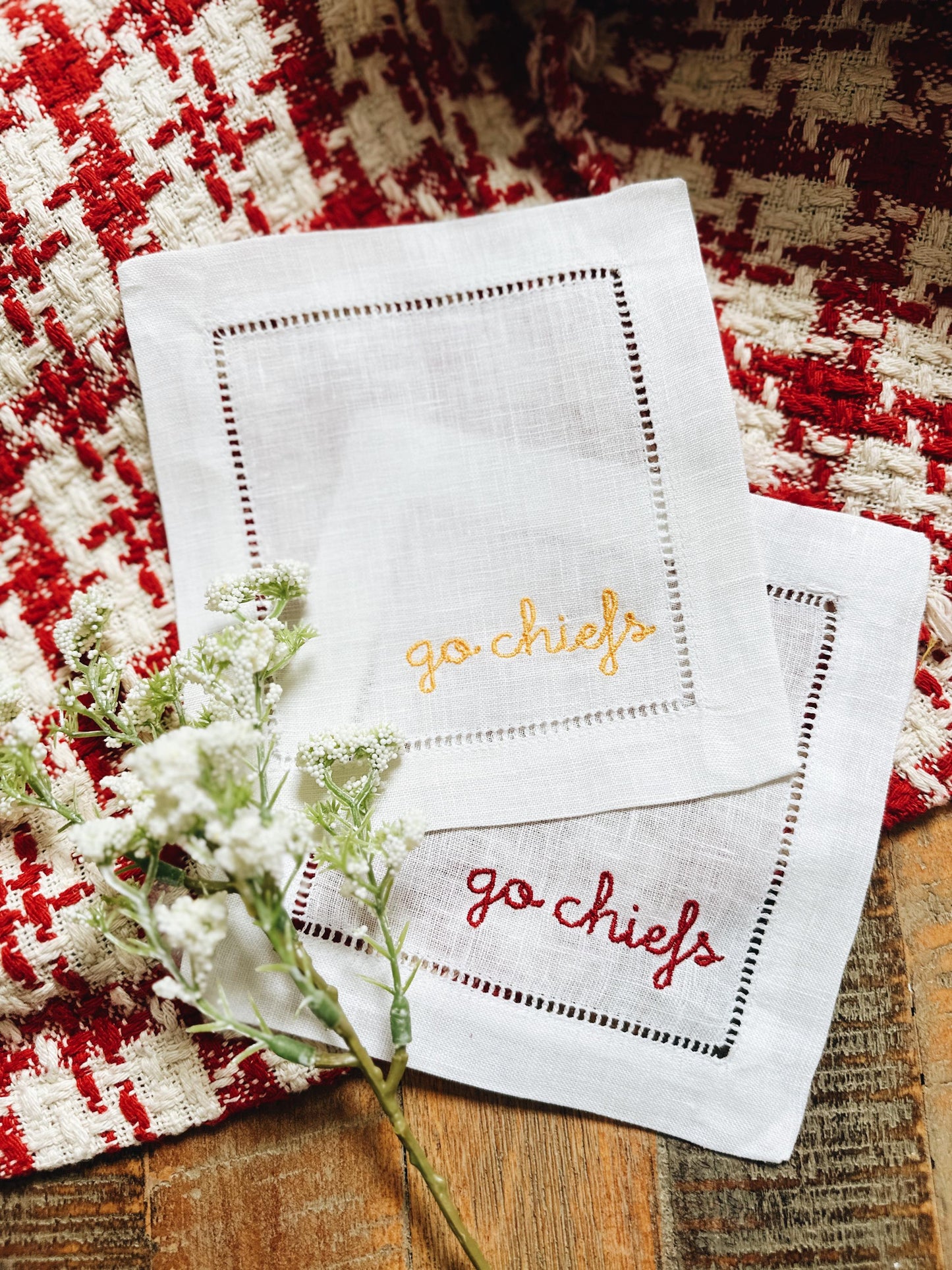 Go Chiefs Kansas City Linen Cocktail Napkins