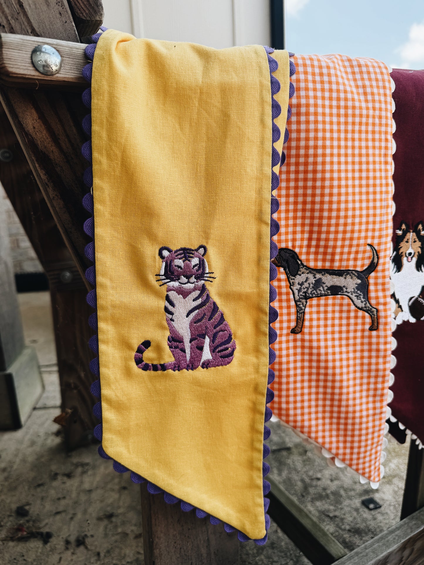 Mike LSU Wreath Sash With Ric Rac Trim