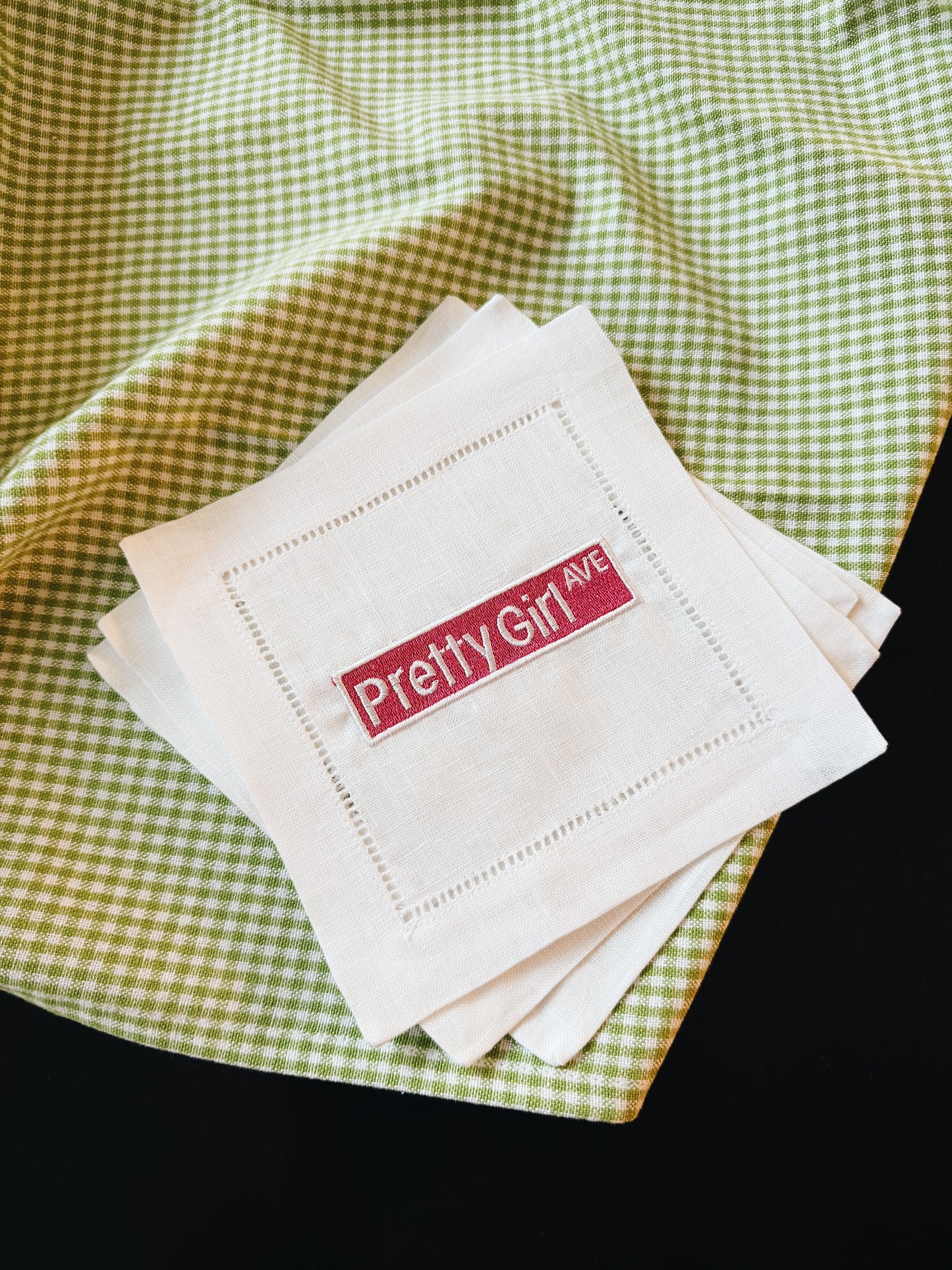 Pretty Girl Avenue Linen Cocktail Napkins