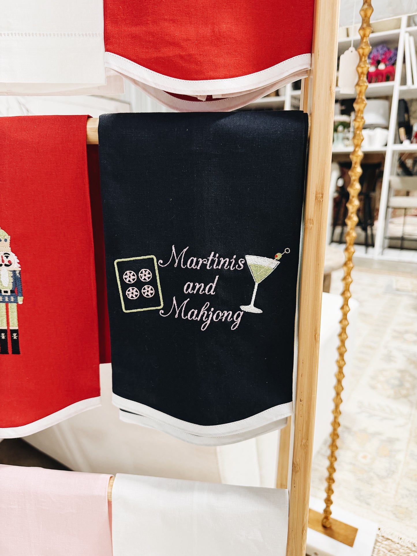 Martinis and Mahjong Linen Towel