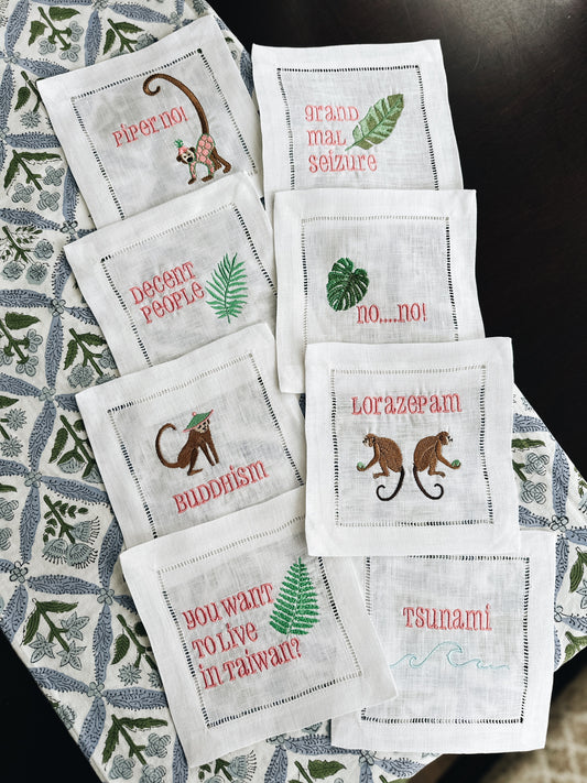 White Lotus Inspired Linen Cocktail Napkins - Extended