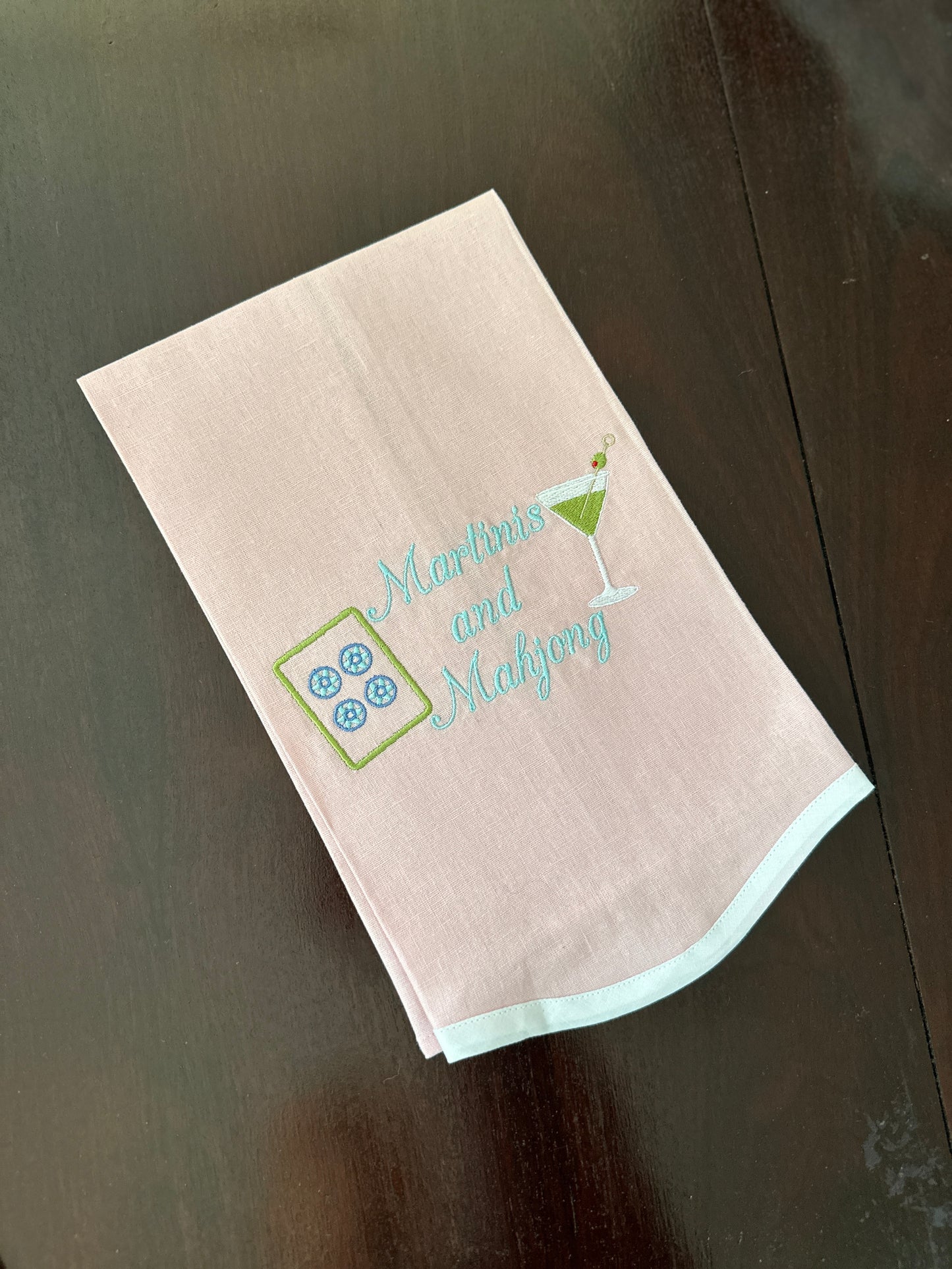 Martinis and Mahjong Linen Towel