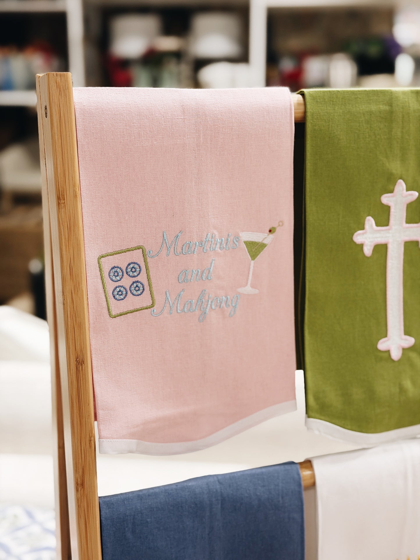 Martinis and Mahjong Linen Towel