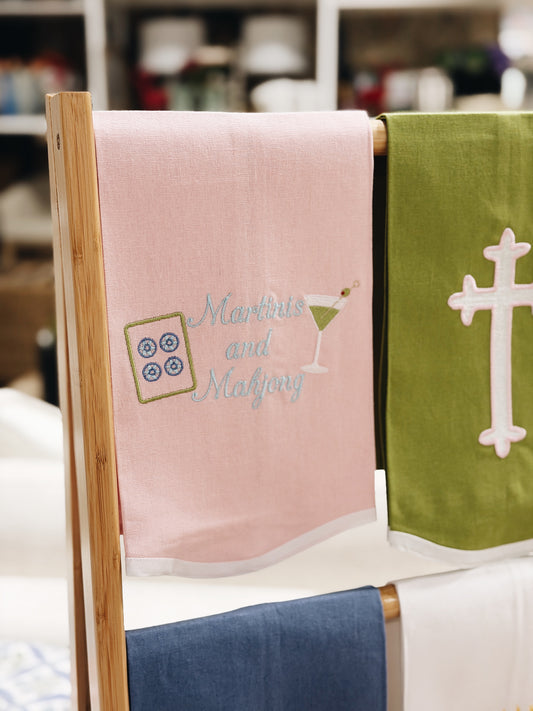 Martinis and Mahjong Linen Towel