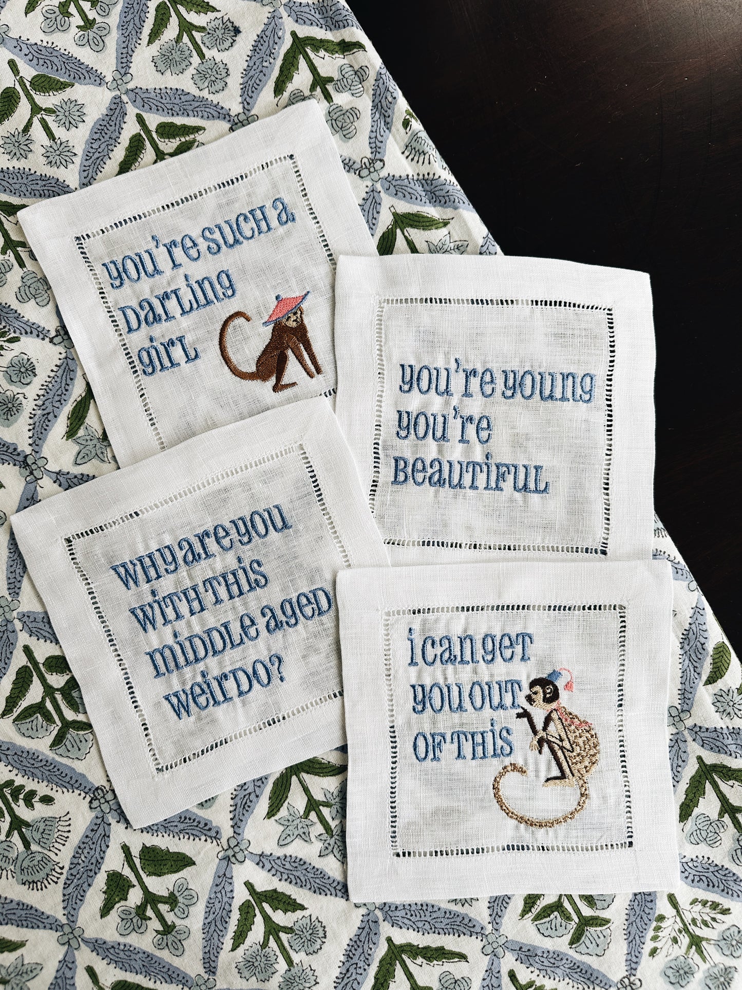 Darling Girl Linen Cocktail Napkins