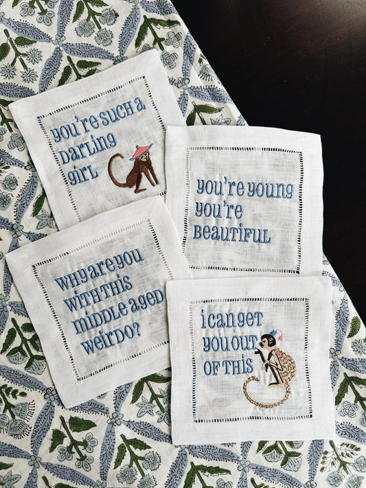 Darling Girl Linen Cocktail Napkins