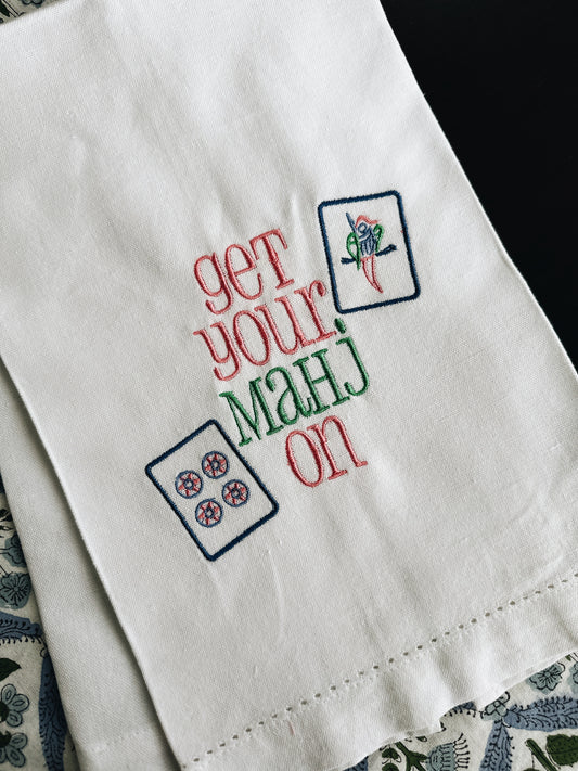 Get Your Mahj On Tea Towel