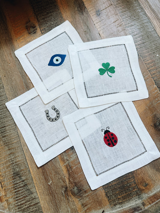 Lucky Charms Linen Cocktail Napkins