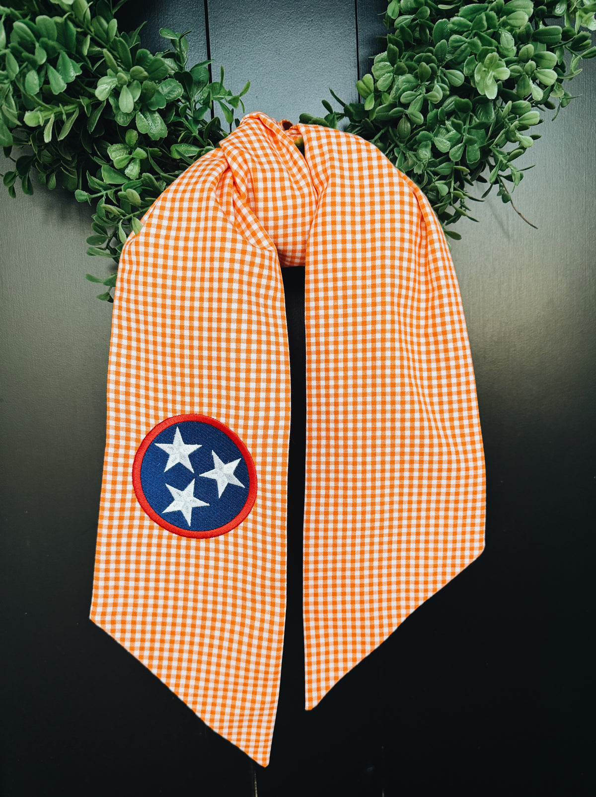 Tennessee Flag Orange Gingham Wreath Sash