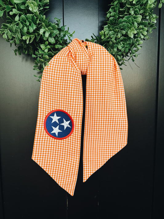 Tennessee Flag Orange Gingham Wreath Sash