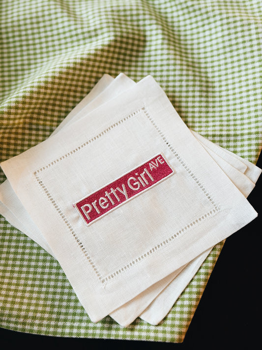 Pretty Girl Avenue Linen Cocktail Napkins