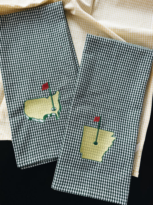 Arkansas Golf Gingham Tea Towel