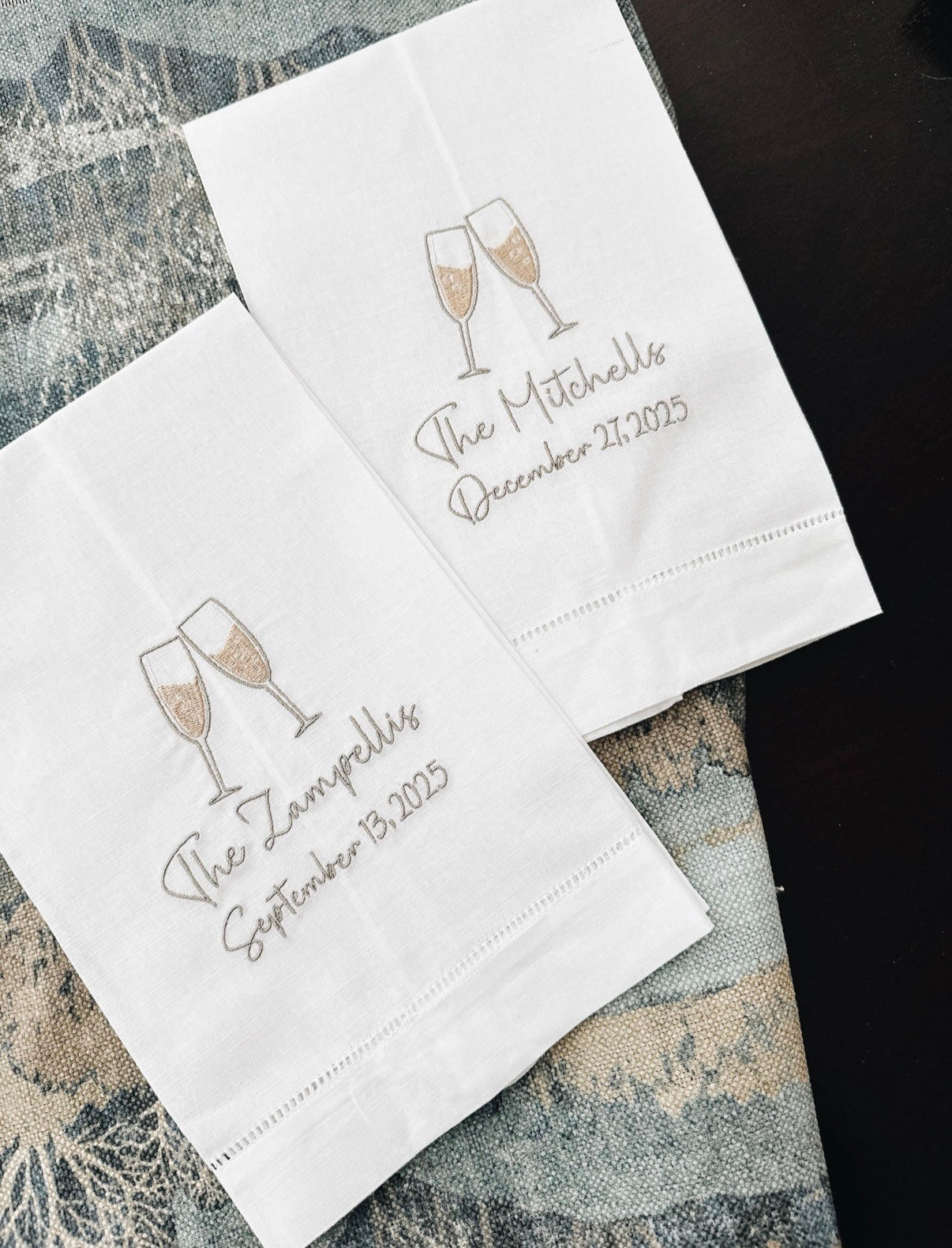 Champagne Flutes Linen Tea Towel