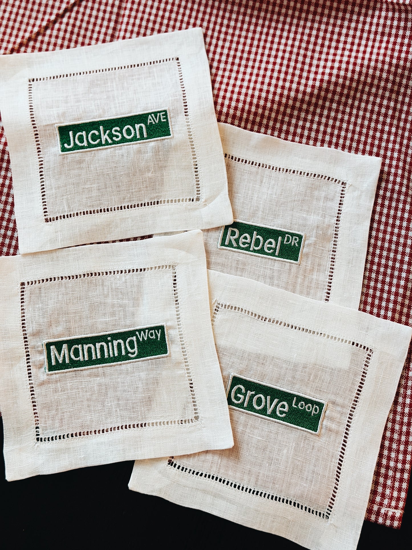 Oxford Street Signs Linen Cocktail Napkins