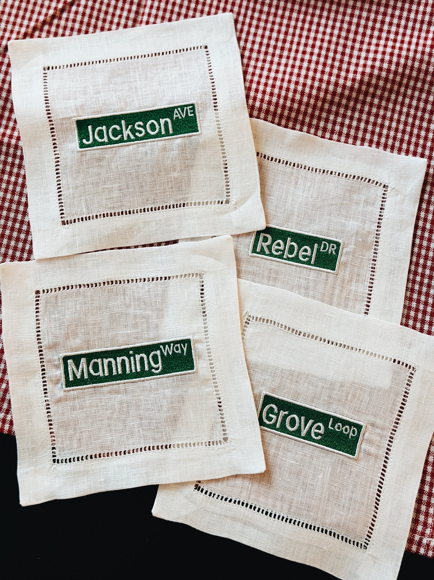 Oxford Street Signs Linen Cocktail Napkins