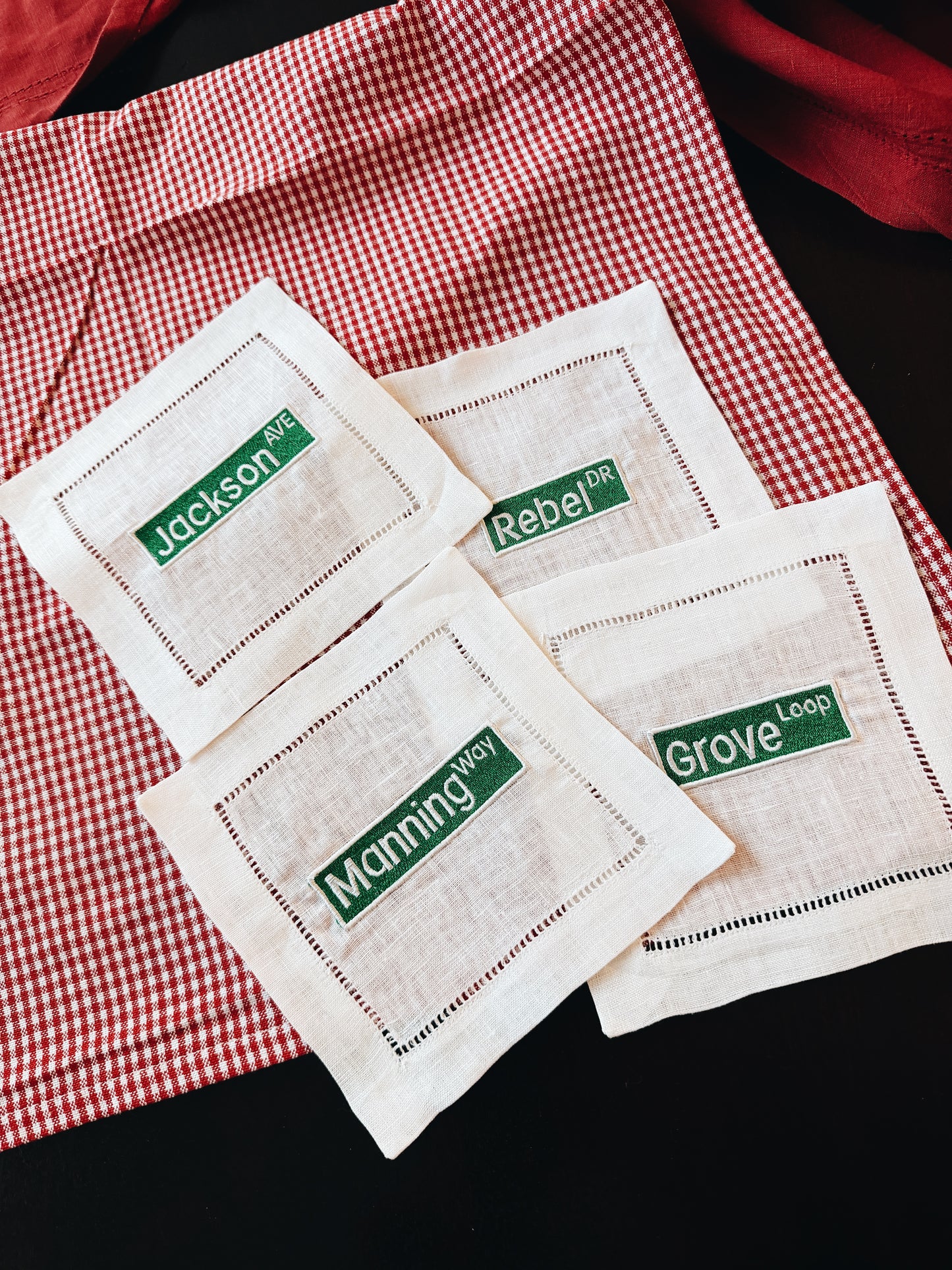Oxford Street Signs Linen Cocktail Napkins
